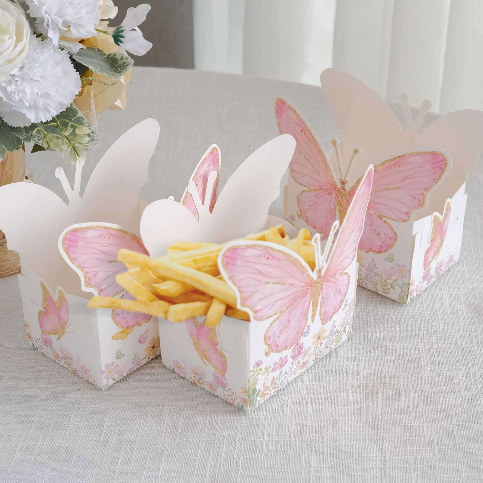 25-Pack Disposable Food Trays 6"x7" White/Pink Glitter Butterfly - Image 11