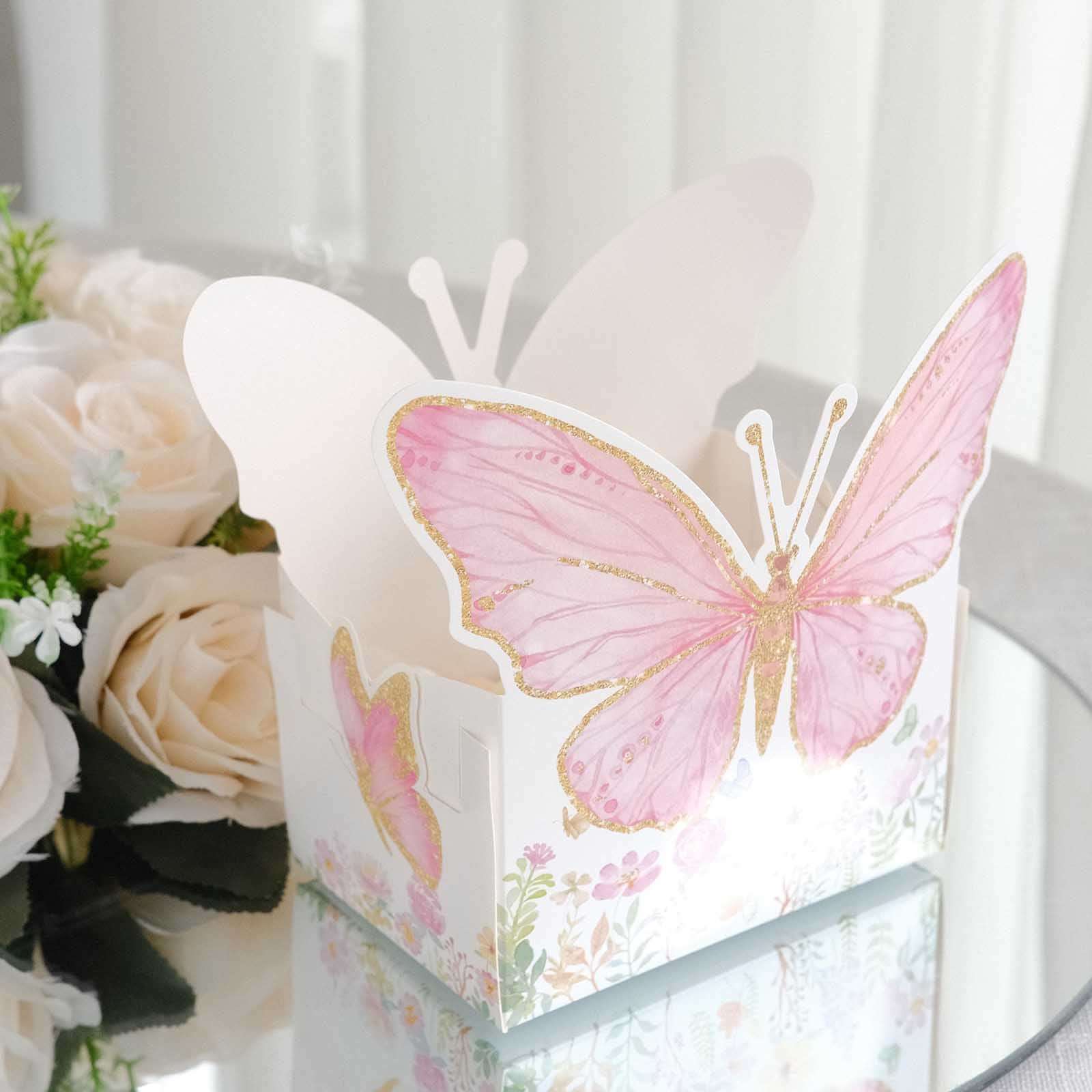 25-Pack Disposable Food Trays 6"x7" White/Pink Glitter Butterfly - Image 9