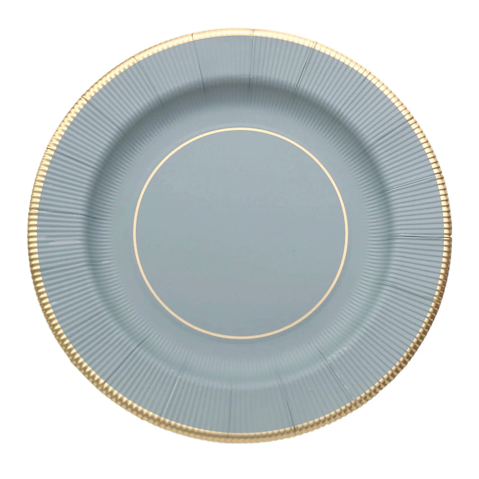 25-Pack Disposable Round Charger Plates 13" Dusty Blue Sunray Design with Gold Rim - 350GSM Heavy Duty Paper Placemats - Image 7