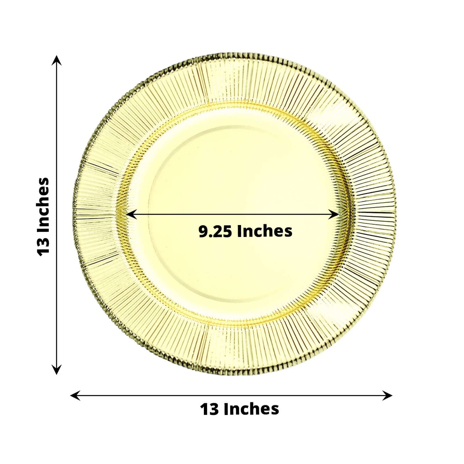 25-Pack Disposable Round Charger Plates 13" Metallic Gold Sunray Design - 350GSM Heavy Duty Cardboard Placemats for Dinner Parties & Banquets - Image 3