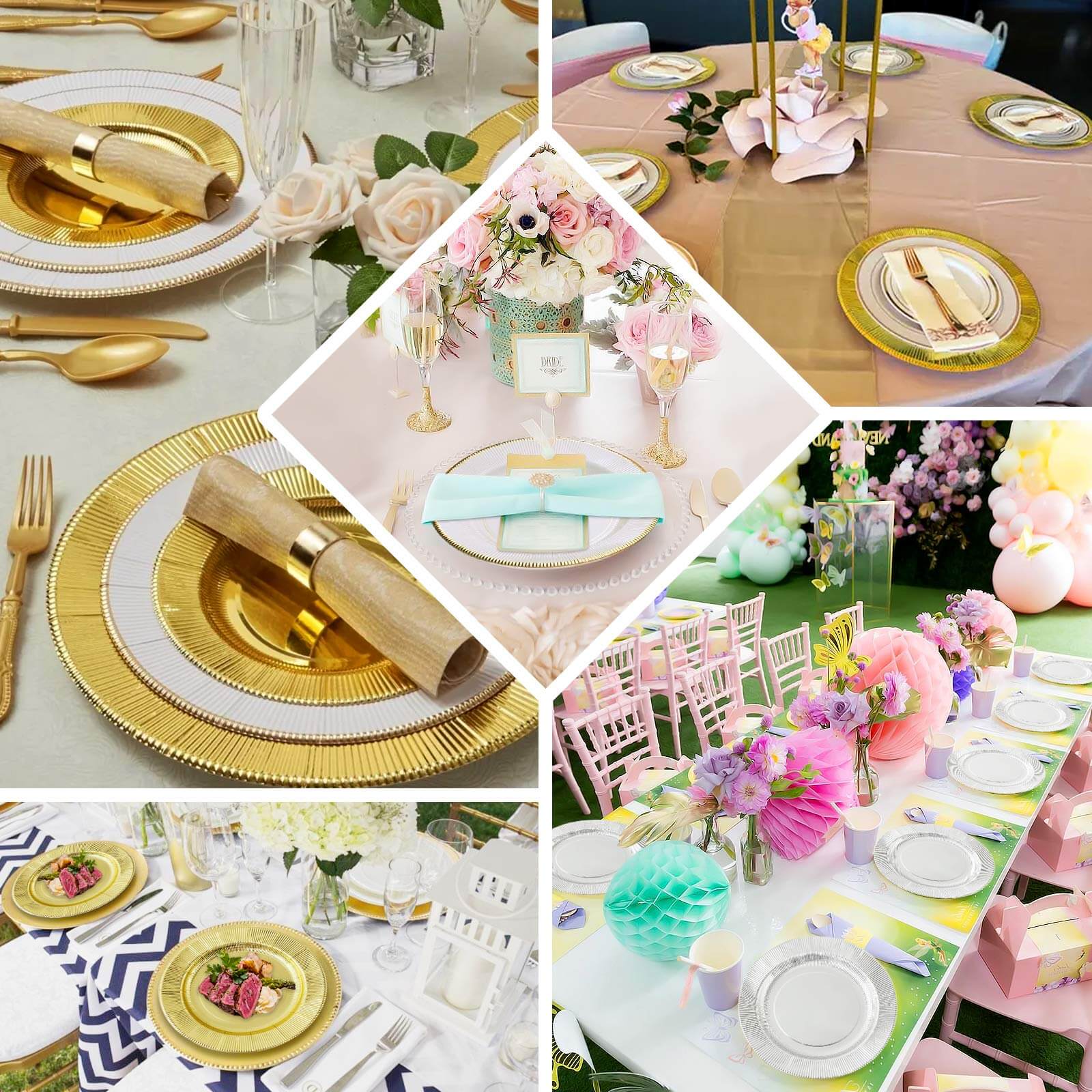 25-Pack Disposable Round Charger Plates 13" Metallic Gold Sunray Design - 350GSM Heavy Duty Cardboard Placemats for Dinner Parties & Banquets - Image 5