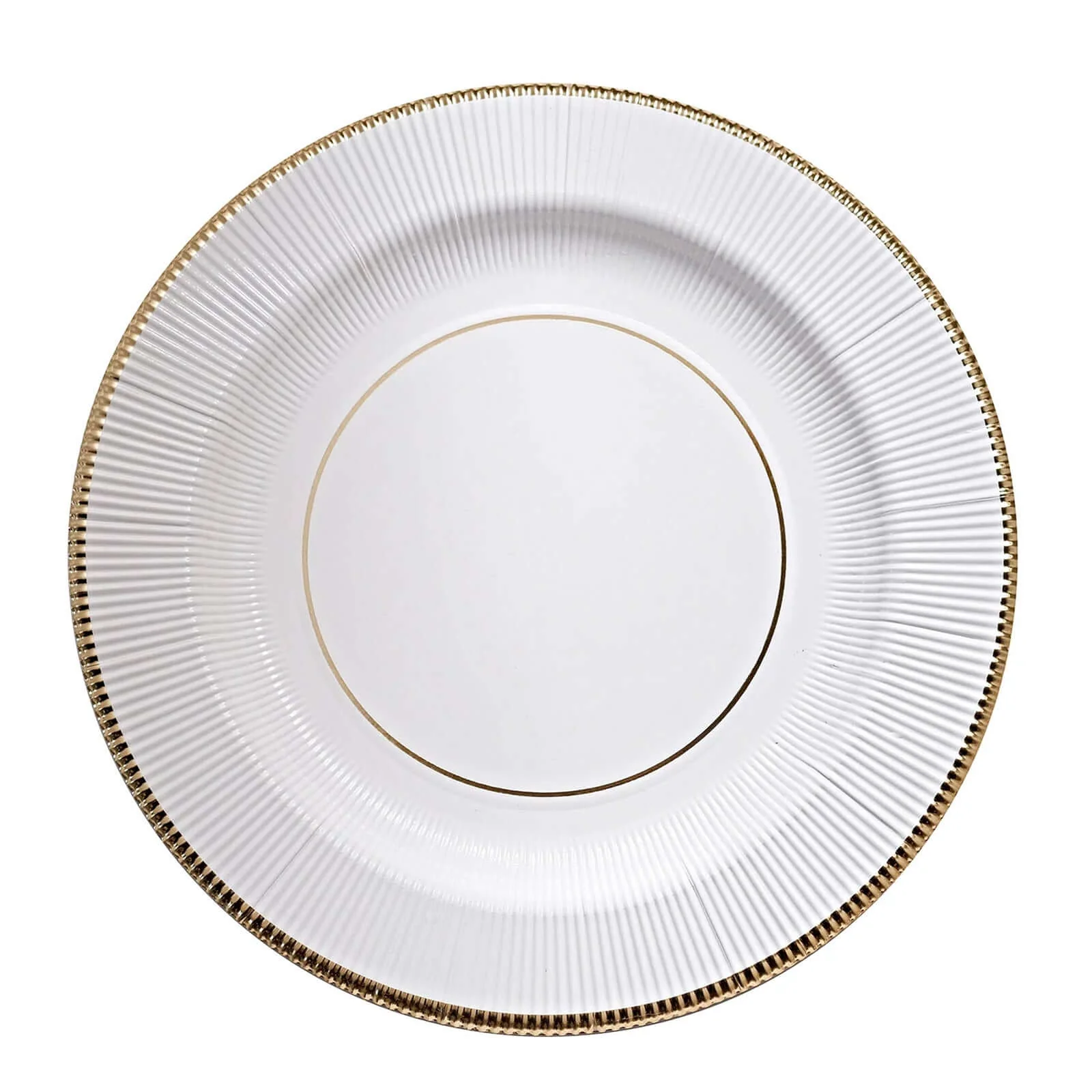 25-Pack Disposable Round Charger Plates 13" White Sunray Design with Gold Rim - 350GSM Heavy Duty Cardboard Placemats for Dinner Parties & Banquets - Image 13
