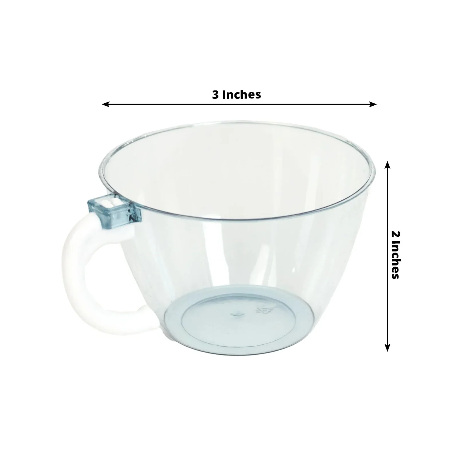 25-Pack Transparent Dusty Blue Plastic Coffee Cups with Handles 6oz - Hard Disposable Tea Mugs for Hot Drinks - Image 3