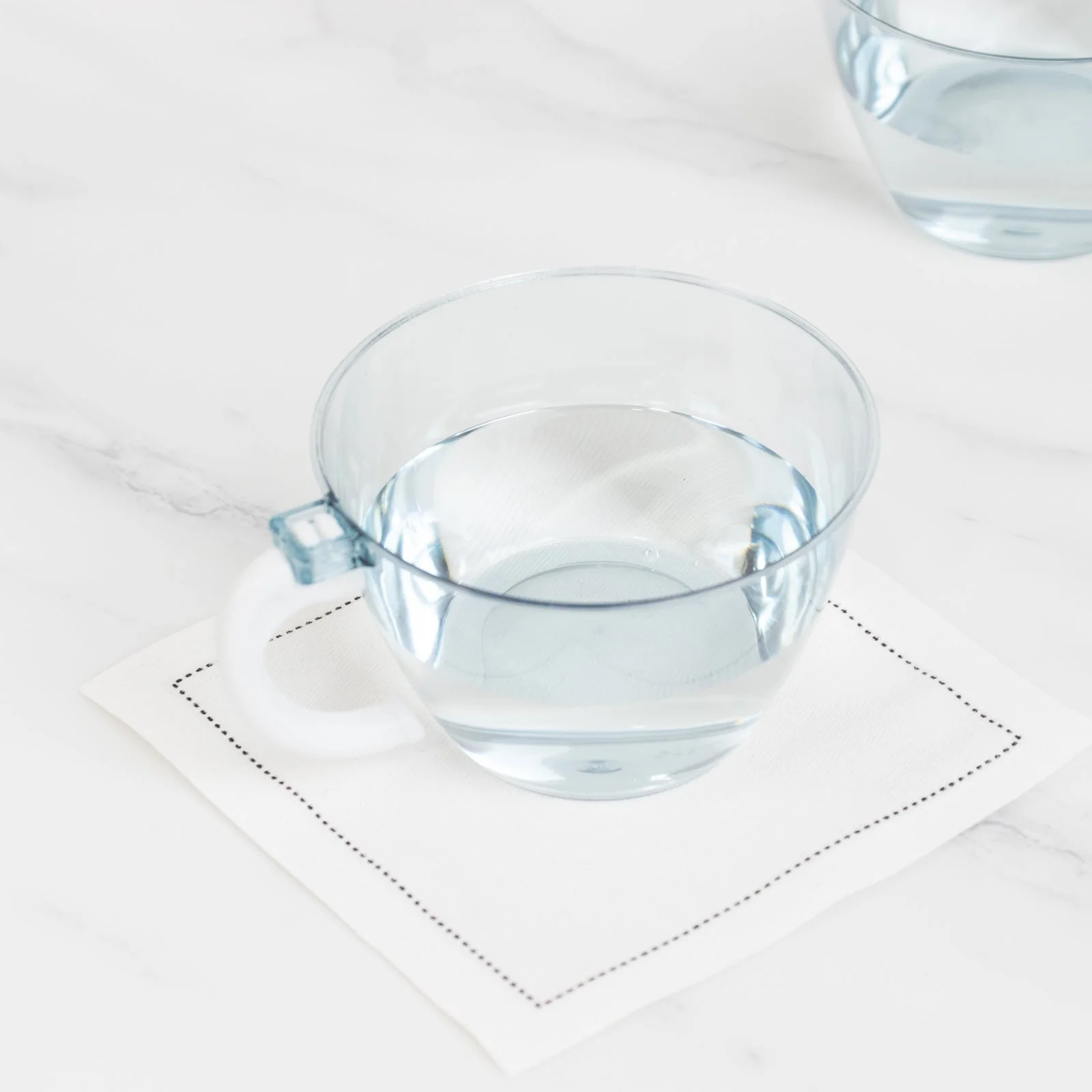 25-Pack Transparent Dusty Blue Plastic Coffee Cups with Handles 6oz - Hard Disposable Tea Mugs for Hot Drinks - Image 8