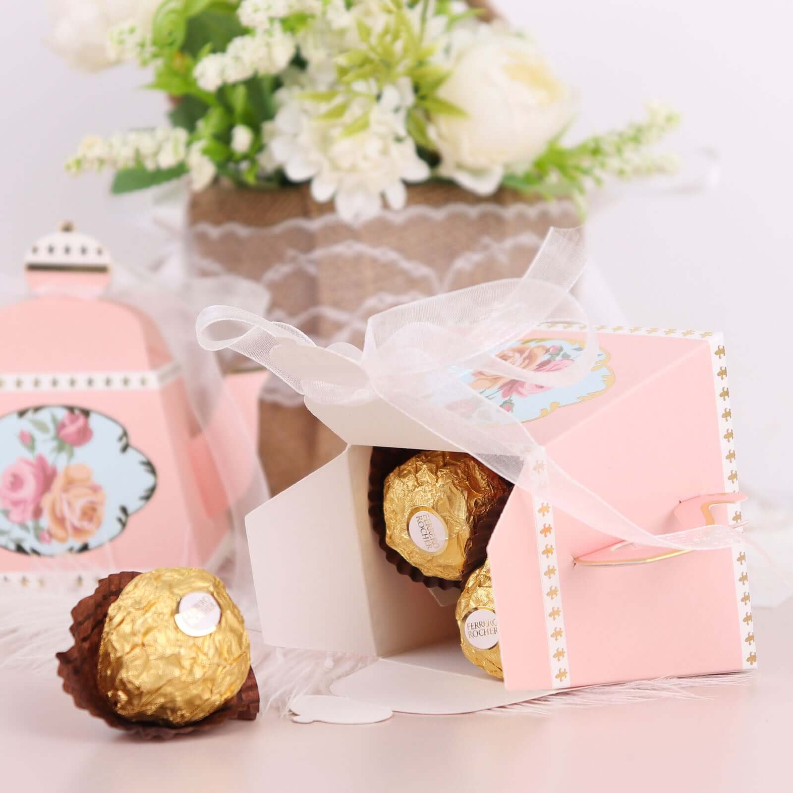 25 Pack Dusty Rose Mini Teapot Gift Boxes with Ribbon, Vintage Rose Favor Boxes - 4" - Image 8