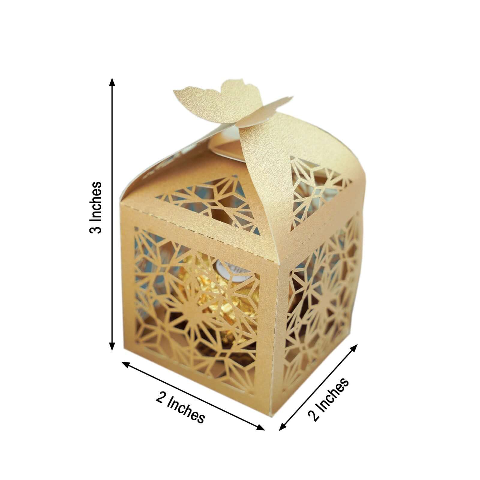 25 Pack Gold Butterfly Top Laser Cut Lace Favor Candy Gift Boxes - Image 3