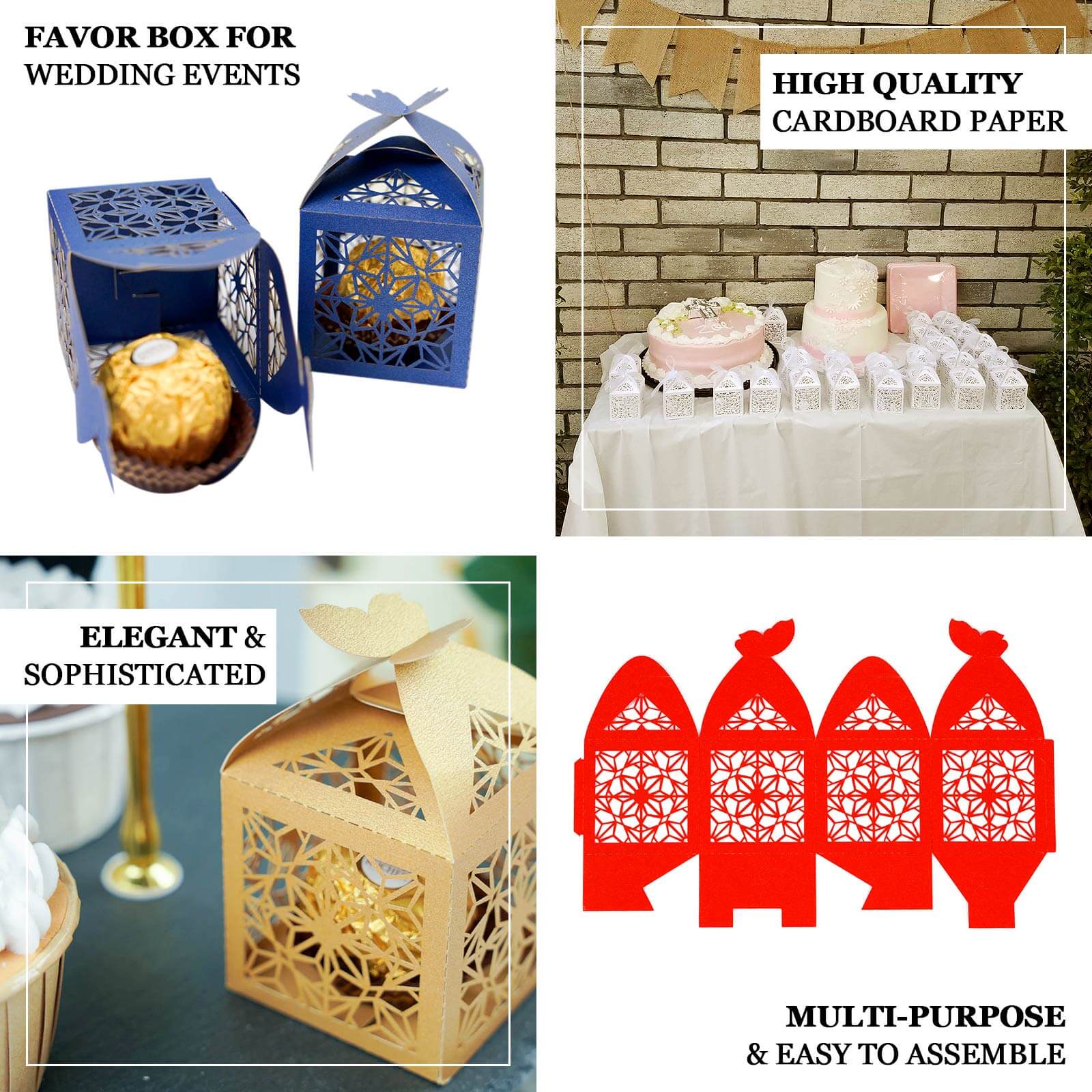 25 Pack Gold Butterfly Top Laser Cut Lace Favor Candy Gift Boxes - Image 4