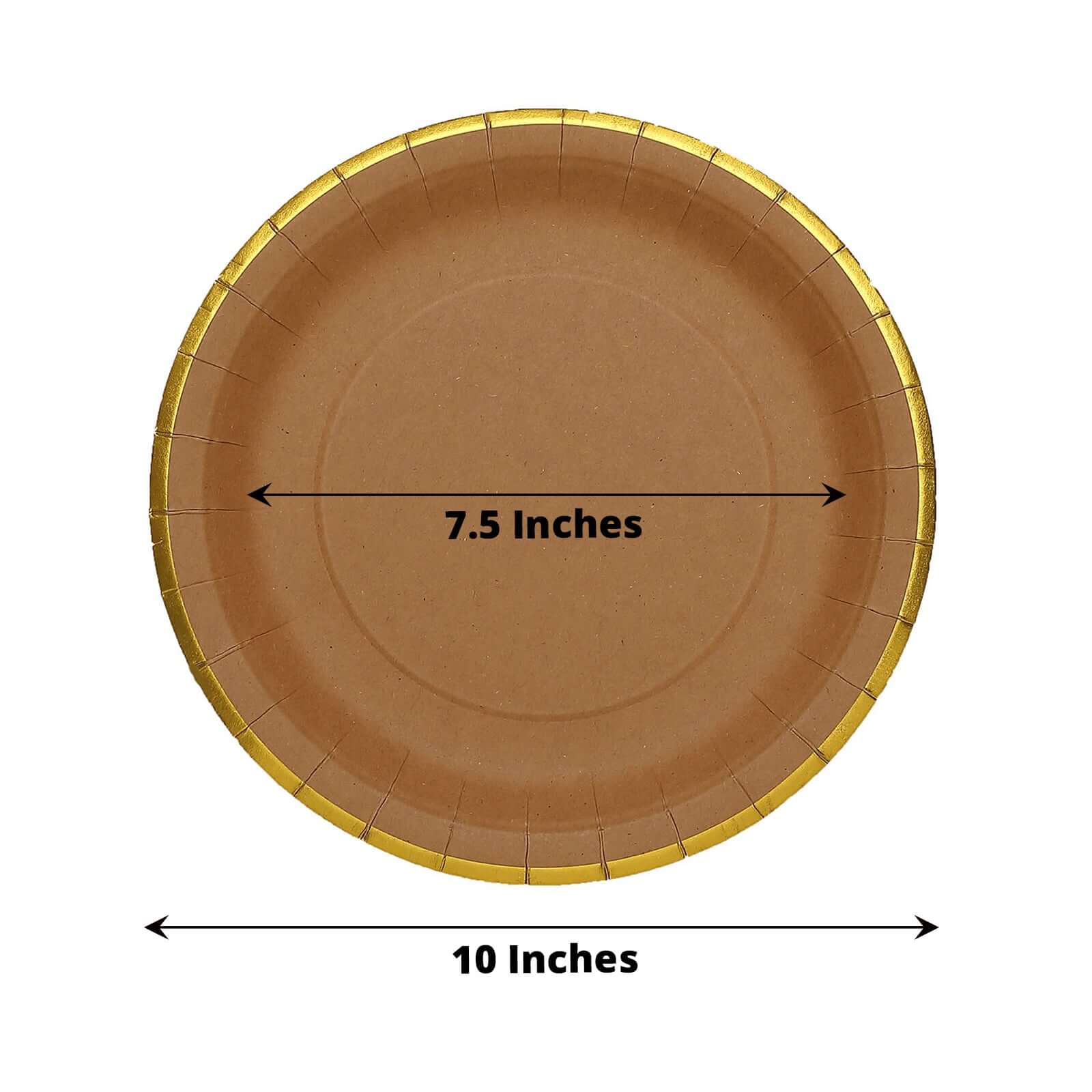 25-Pack Kraft Paper Round Dinner Plates 10" Natural Brown with Gold Lined Rim - Disposable Party Plates for Rustic Themes & Celebrations - Image 3