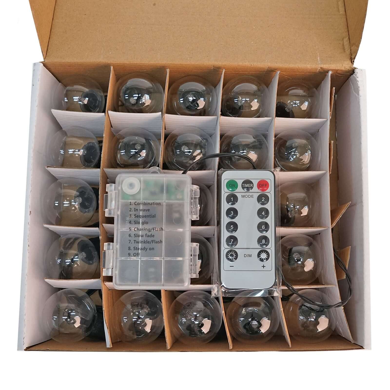 25-Pack LED String Lights 26ft Clear - Warm White Outdoor/Indoor 8-Mode Waterproof Remote Operated Bulbs - Image 8