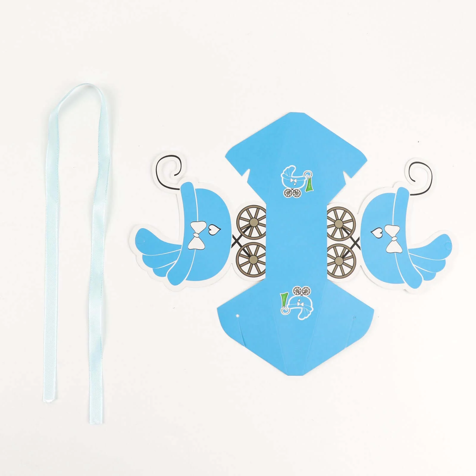 25 Pack Light Blue Baby Paper Stroller Party Favor Gift Boxes, Cardstock Carriage Candy Boxes with Ribbon Ties 4.5"x2"x4" - Image 14