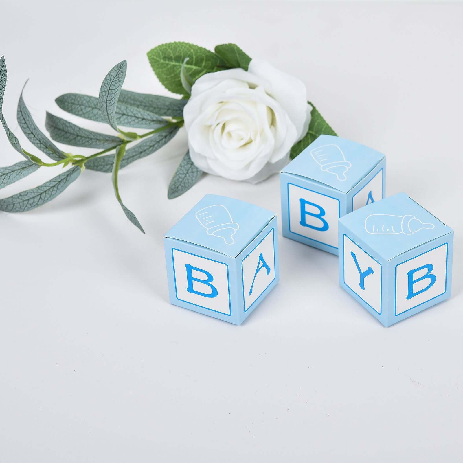 25 Pack Light Blue Baby Shower Party Favor Candy Gift Boxes 2" - Image 10