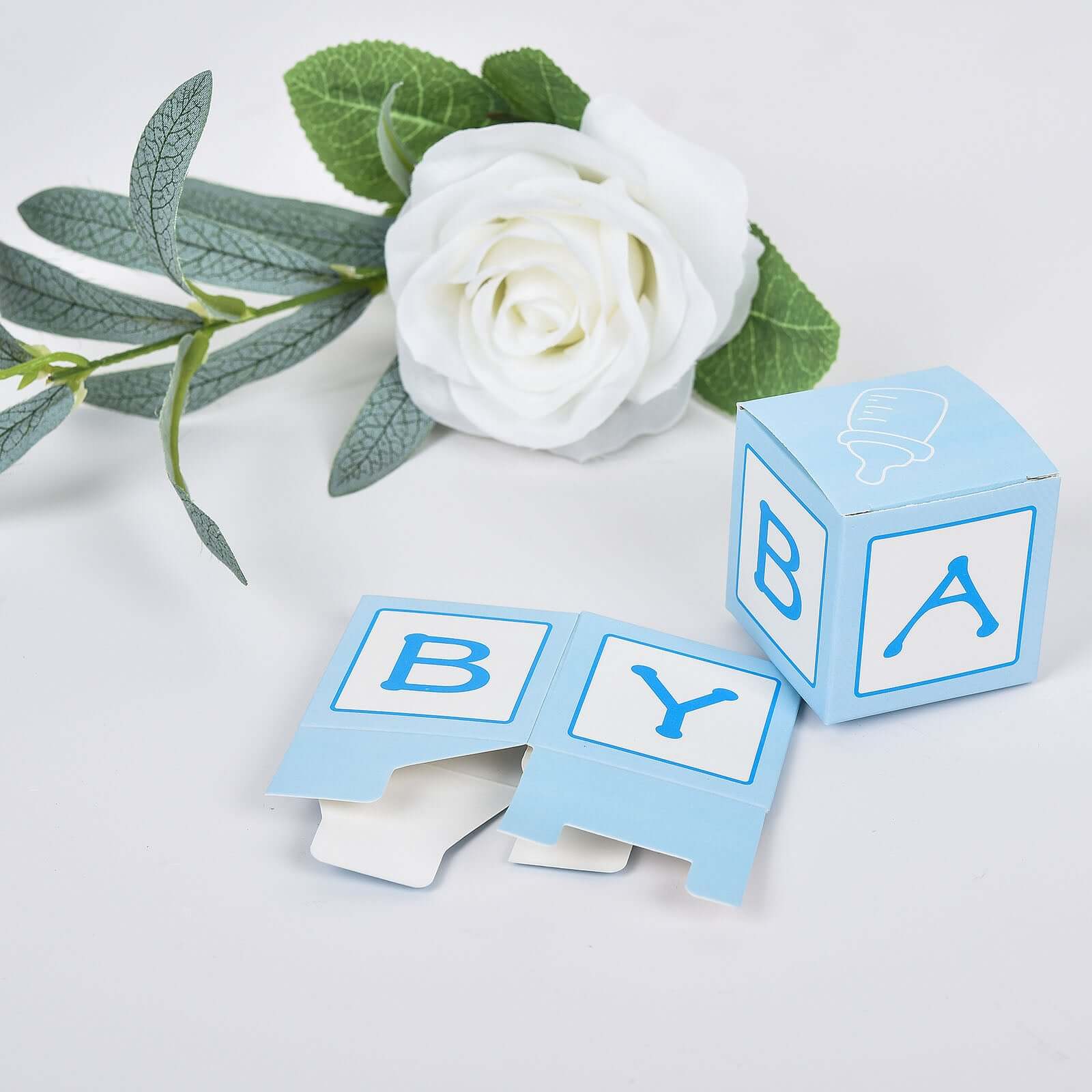 25 Pack Light Blue Baby Shower Party Favor Candy Gift Boxes 2" - Image 11