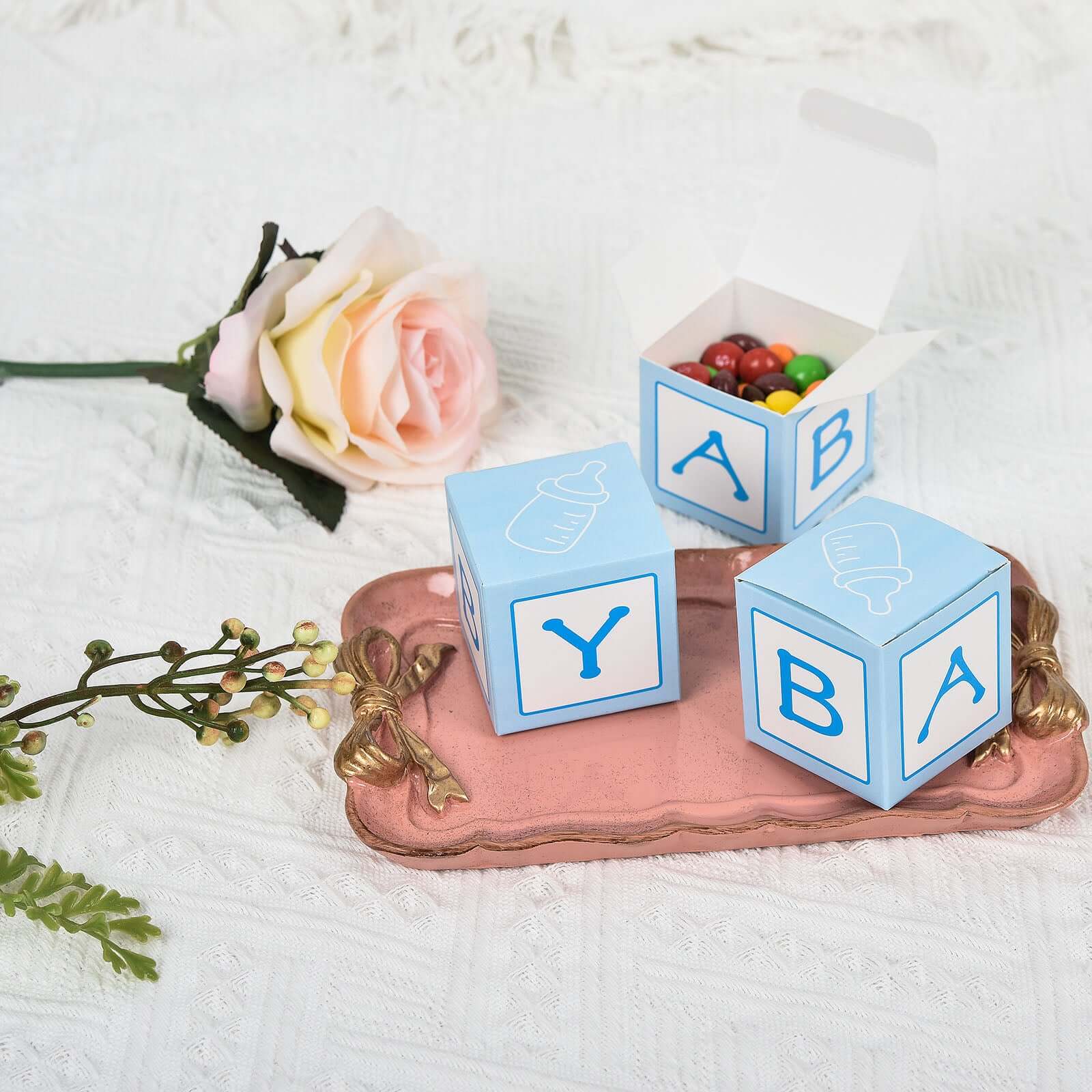 25 Pack Light Blue Baby Shower Party Favor Candy Gift Boxes 2" - Image 12