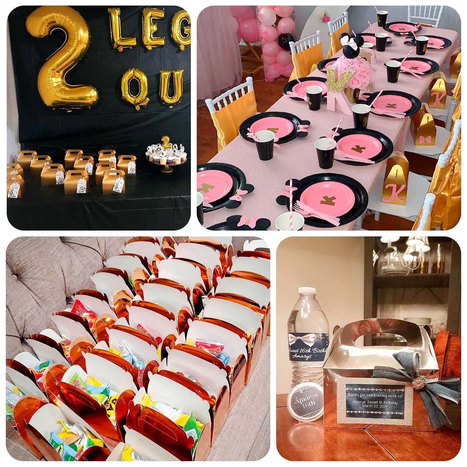 25 Pack Metallic Gold Party Favor Gift Tote Gable Box Bags, Candy Treat Boxes 6"x3.5"x7" - Image 5