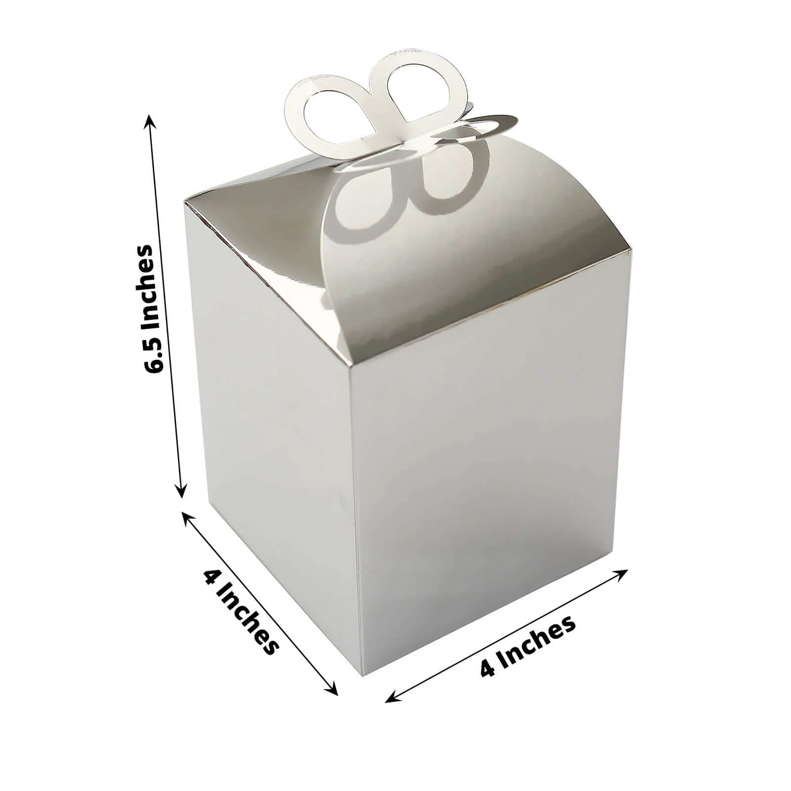 25 Pack Metallic Silver Butterfly Top Premium Candy Gift Boxes, Cardstock Party Favor Boxes 250 GSM - Image 3