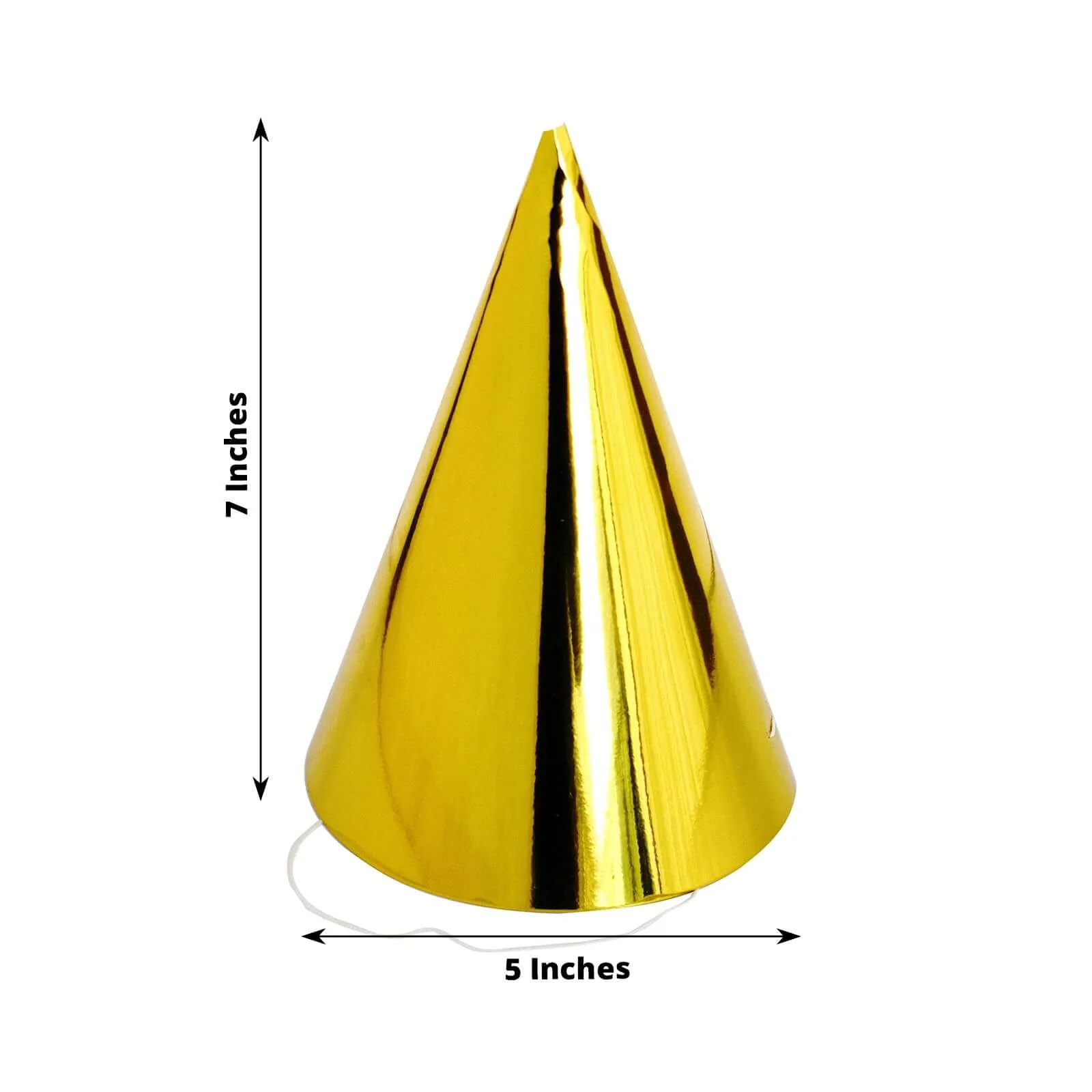 25 Pack Mixed Metallic Foil Party Hats, Pre-Strung Paper Cone Birthday Hats - 5"x7" - Image 3