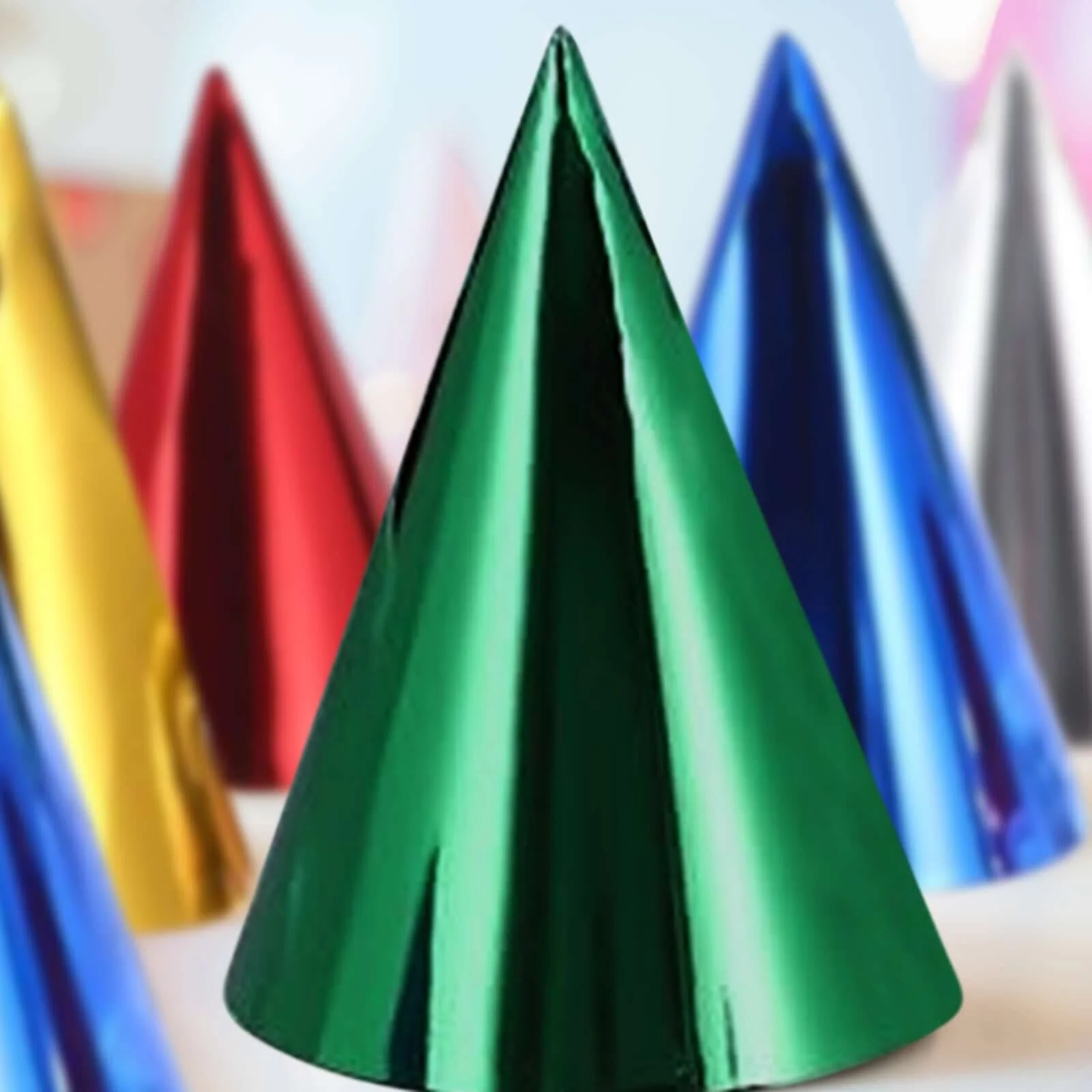 25 Pack Mixed Metallic Foil Party Hats, Pre-Strung Paper Cone Birthday Hats - 5"x7" - Image 6