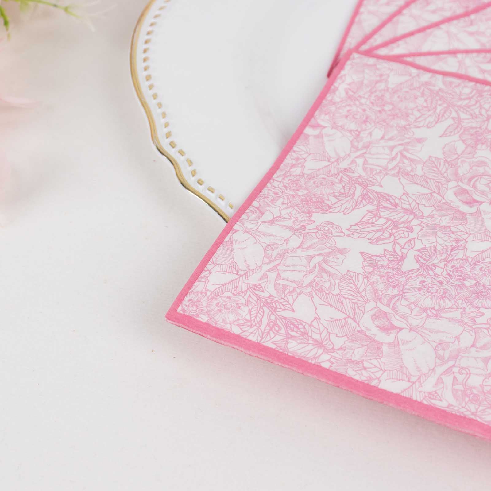25-Pack Paper Cocktail Napkins 2 Ply White/Pink with French Toile Print 6.25"x6.25" - Soft and Absorbent Disposable Napkins - Image 5