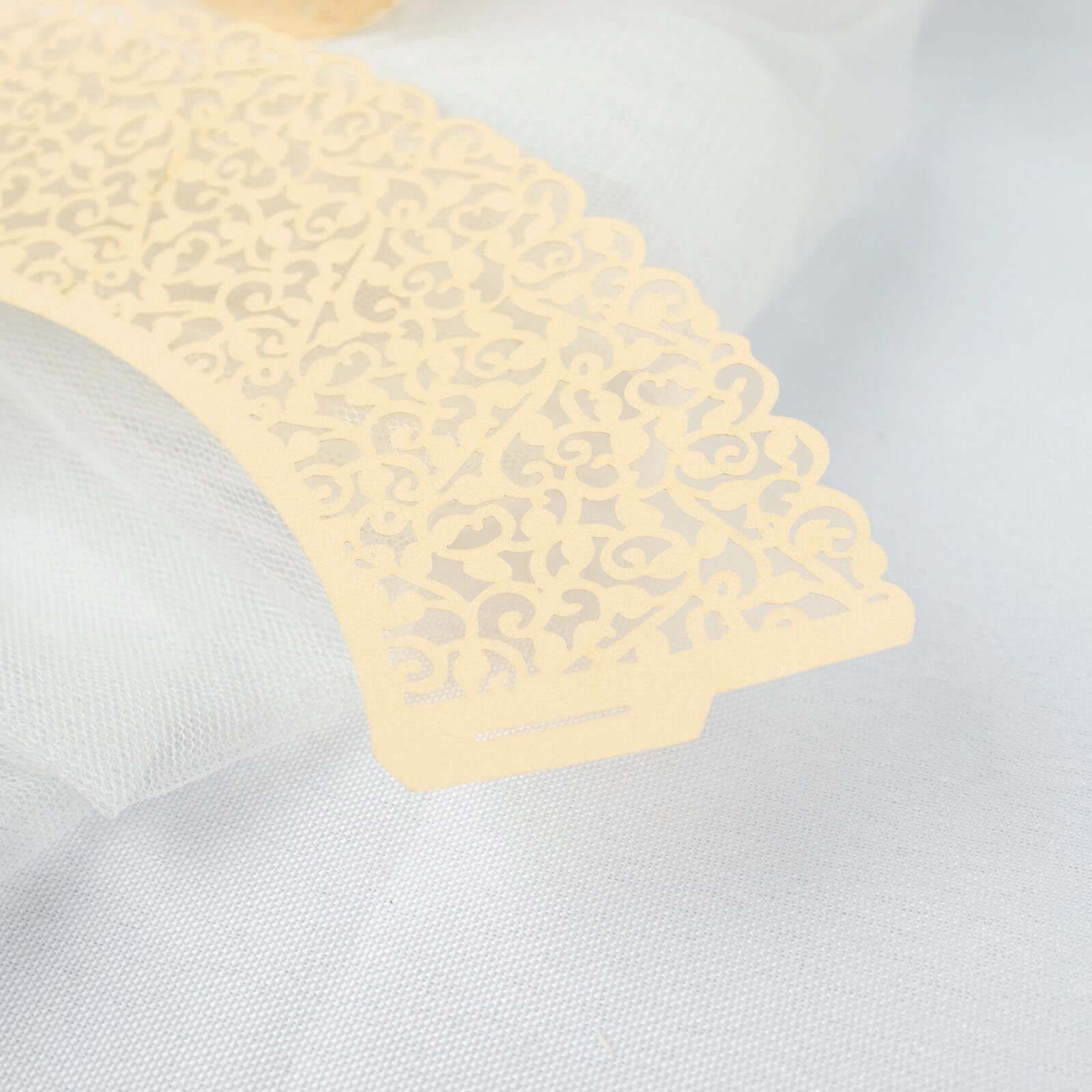 25-Pack Paper Cupcake Wrappers Ivory Lace Laser Cut Design - Muffin Baking Cup Trays for Events - Image 13