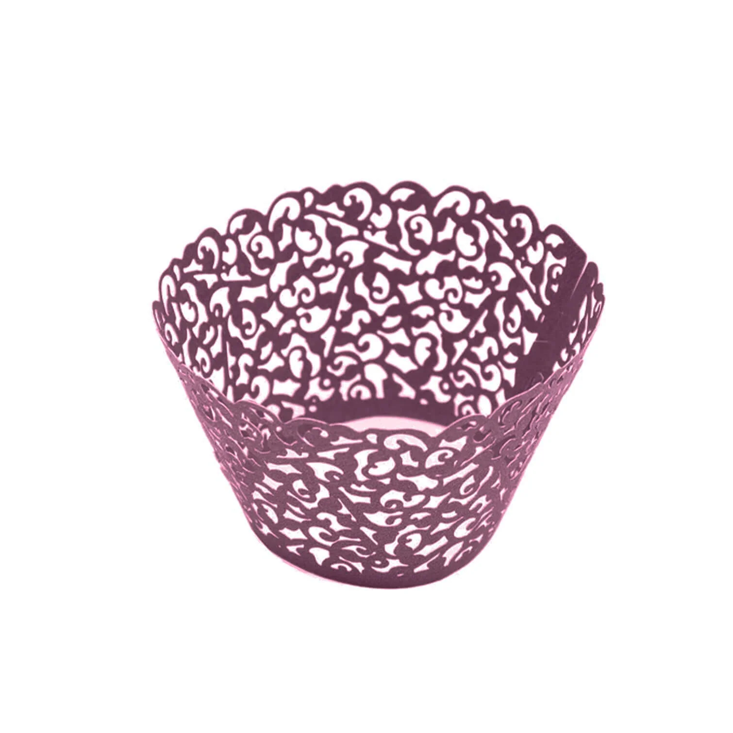 25-Pack Paper Cupcake Wrappers Purple Lace Laser Cut Design - Muffin Baking Cup Trays for Events - Image 7