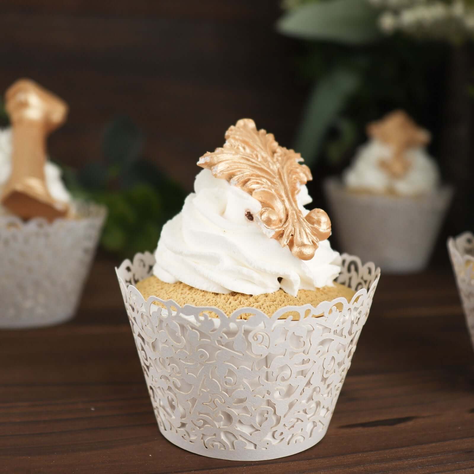 25-Pack Paper Cupcake Wrappers White Lace Laser Cut Design - Muffin Baking Cup Trays for Events - Image 14