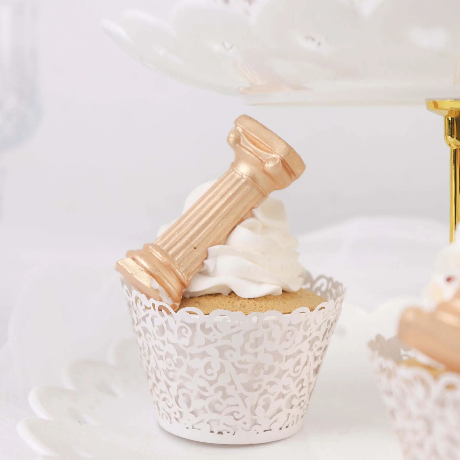 25-Pack Paper Cupcake Wrappers White Lace Laser Cut Design - Muffin Baking Cup Trays for Events - Image 15