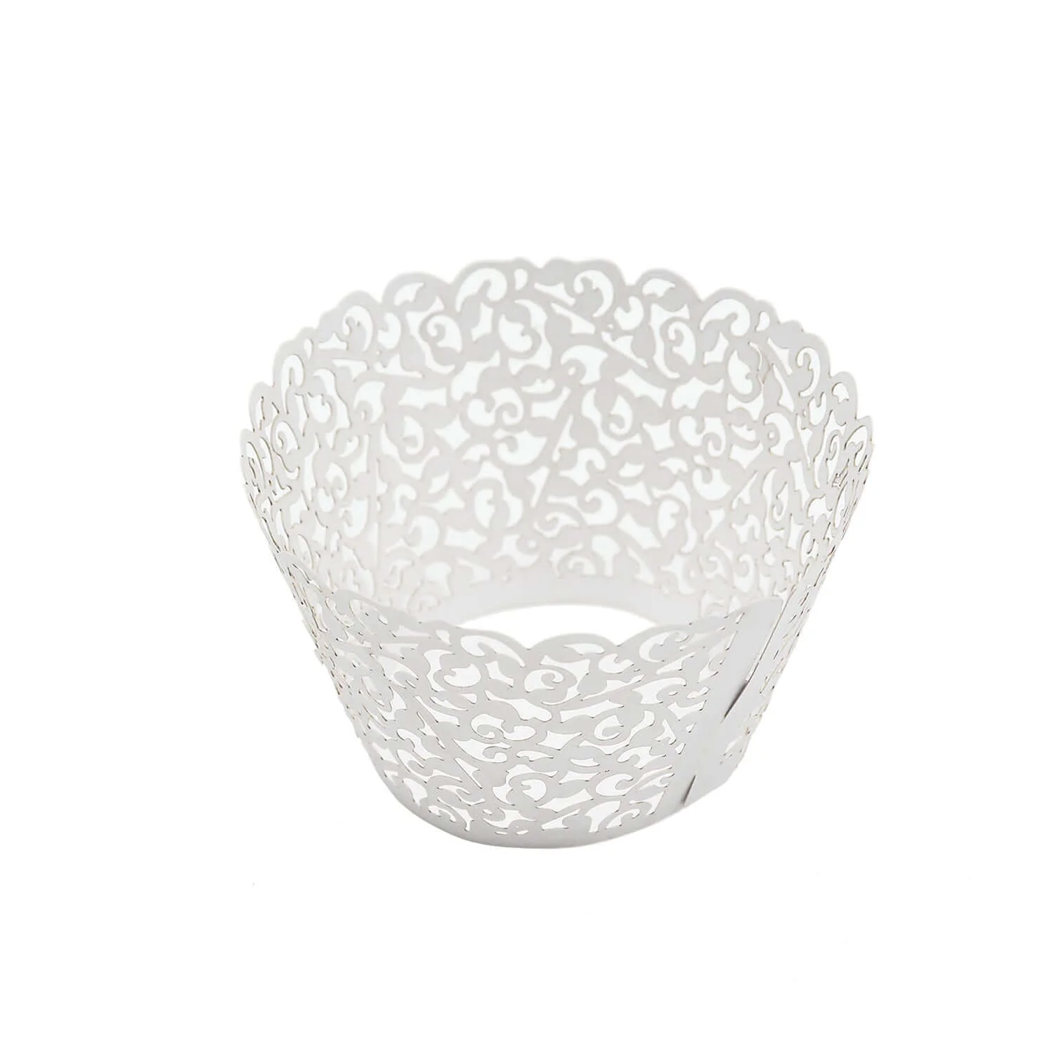 25-Pack Paper Cupcake Wrappers White Lace Laser Cut Design - Muffin Baking Cup Trays for Events - Image 7
