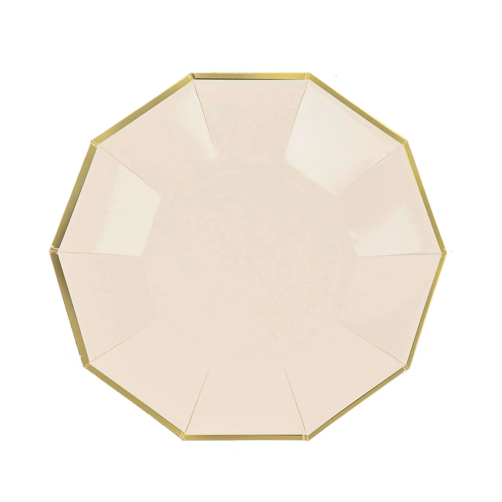 25-Pack Paper Decagon Appetizer Plates 7" Beige with Gold Foil Rim - Modern Geometric Dessert/Salad Plates for Stylish Tablescapes - Image 7