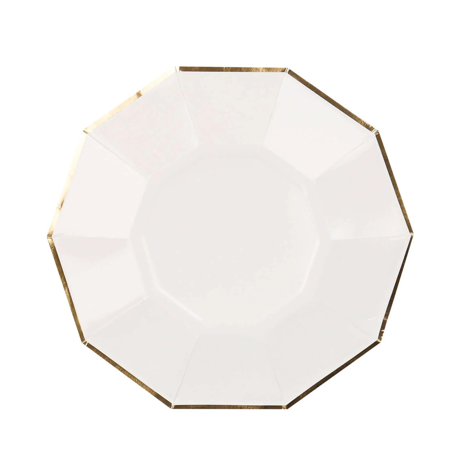 25-Pack Paper Decagon Appetizer Plates 7" White with Gold Foil Rim - Modern Geometric Dessert/Salad Plates for Stylish Tablescapes - Image 7