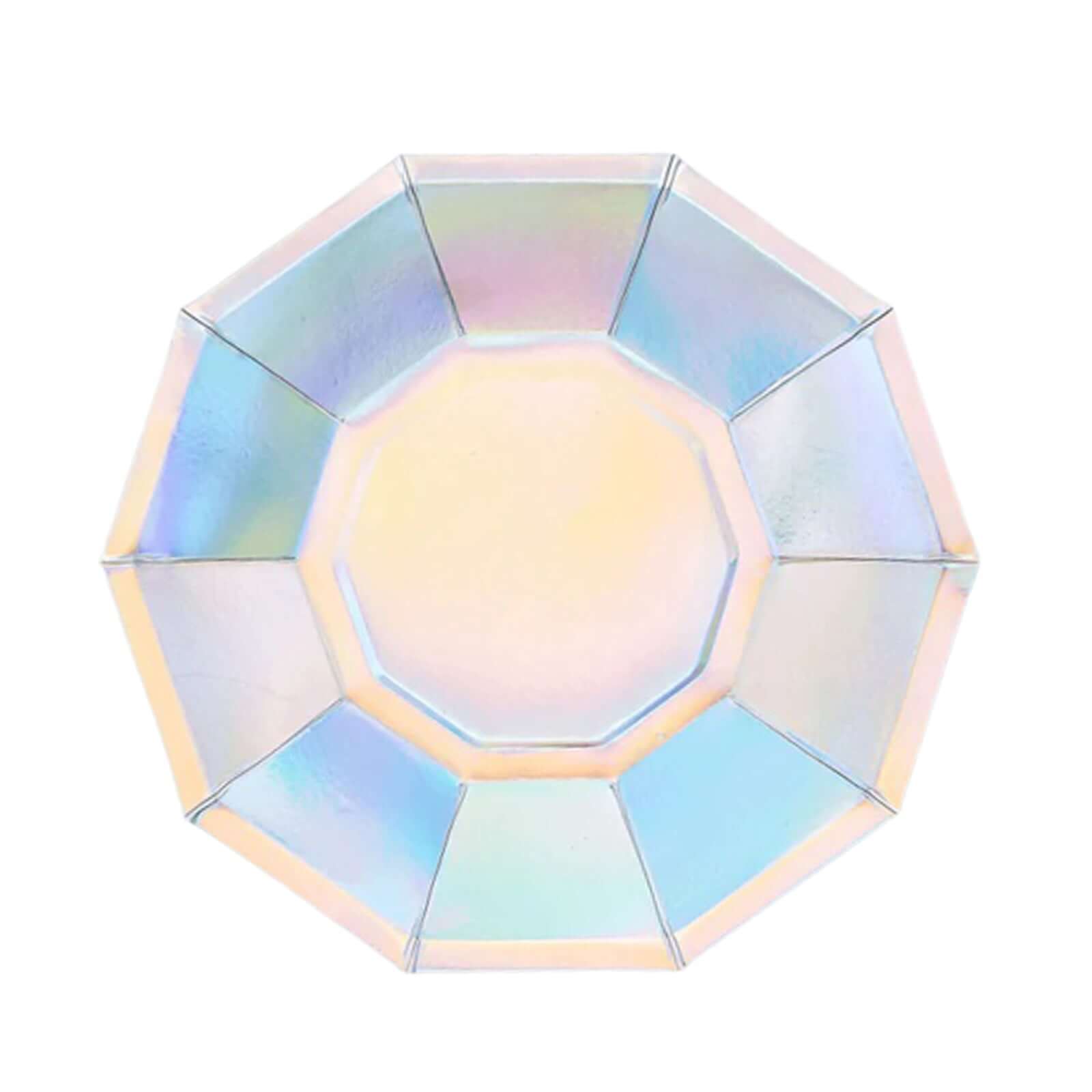 25-Pack Paper Decagon Dessert Plates 7.5" Iridescent - Disposable Geometric Salad Plates for Disco & Space Themed Events - Image 7