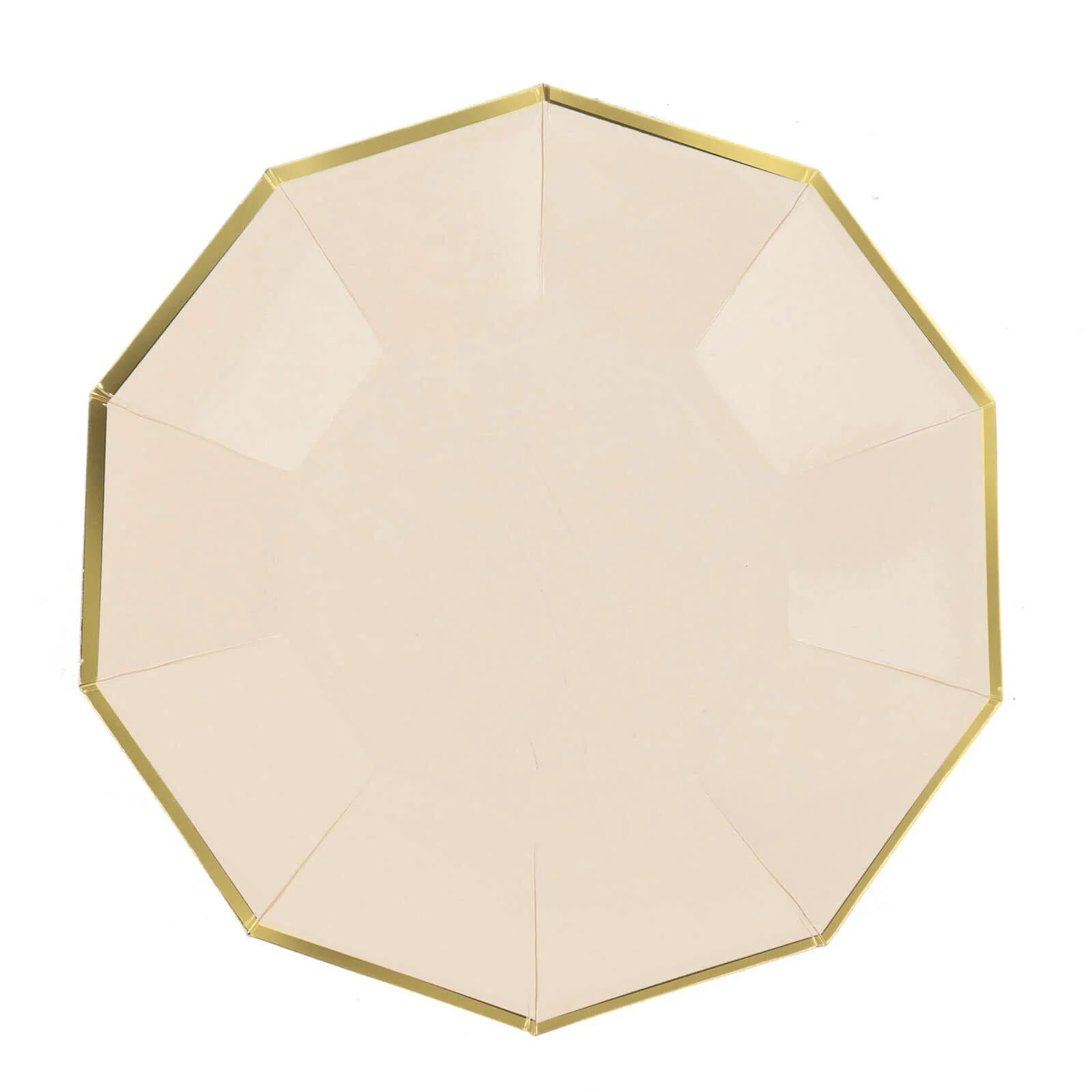 25-Pack Paper Decagon Dinner Plates 9" Beige with Gold Foil Rim - Geometric Disposable Party Plates for Banquets & Celebrations - Image 13