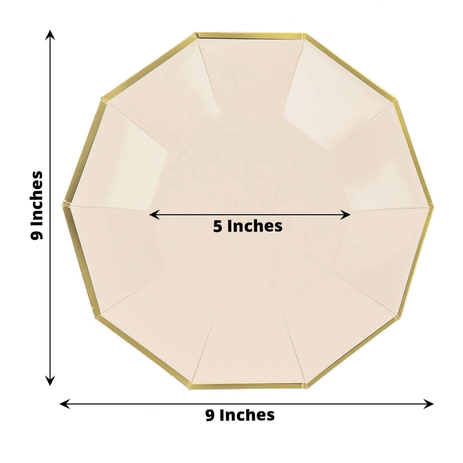 25-Pack Paper Decagon Dinner Plates 9" Beige with Gold Foil Rim - Geometric Disposable Party Plates for Banquets & Celebrations - Image 3