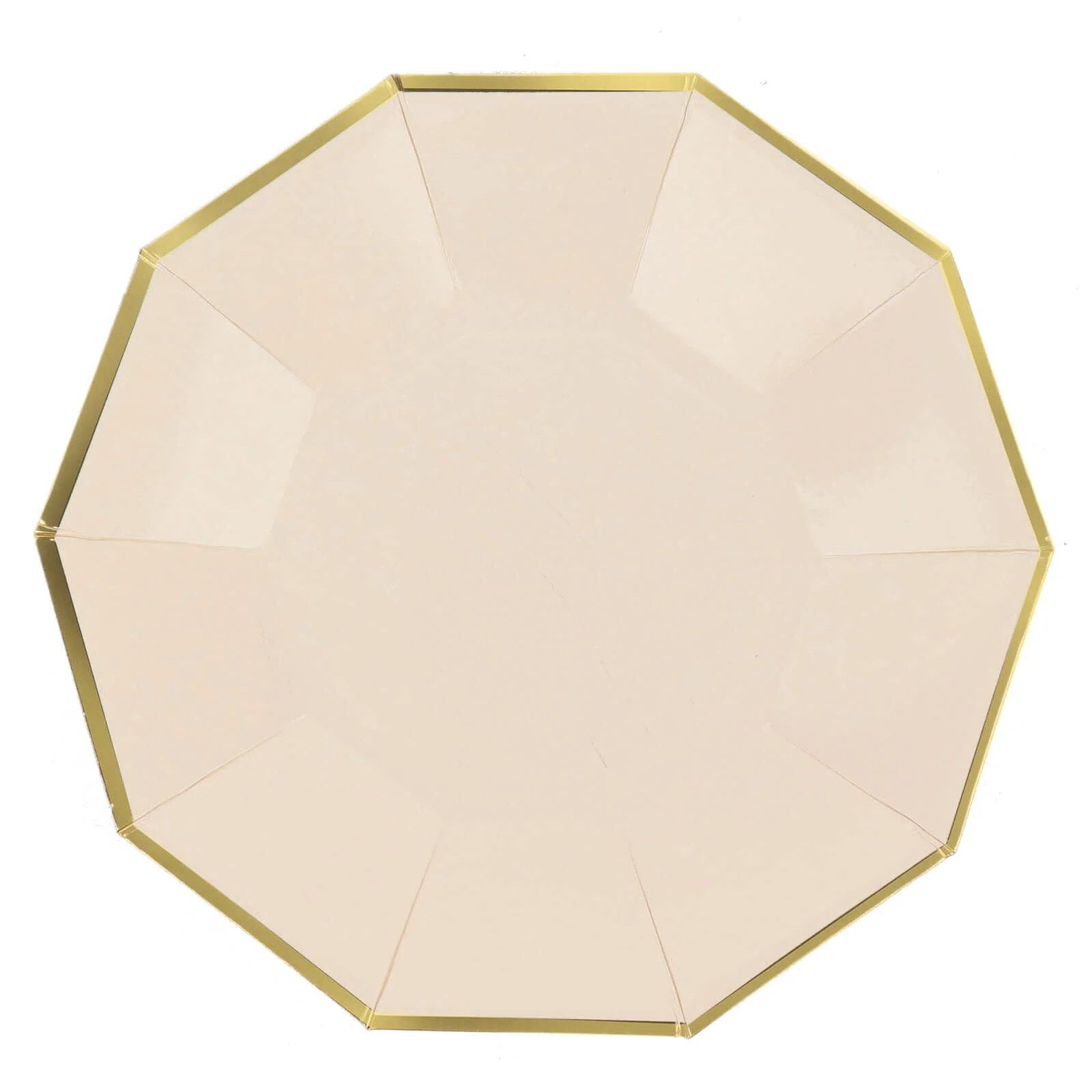 25-Pack Paper Decagon Dinner Plates 9" Beige with Gold Foil Rim - Geometric Disposable Party Plates for Banquets & Celebrations - Image 7