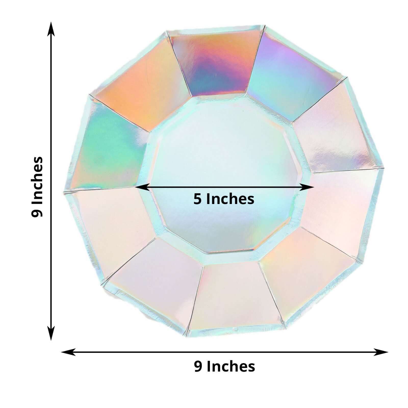 25-Pack Paper Decagon Dinner Plates 9" Iridescent - Disposable Holographic Party Plates for Starry Night & Fairytale Themes - Image 3