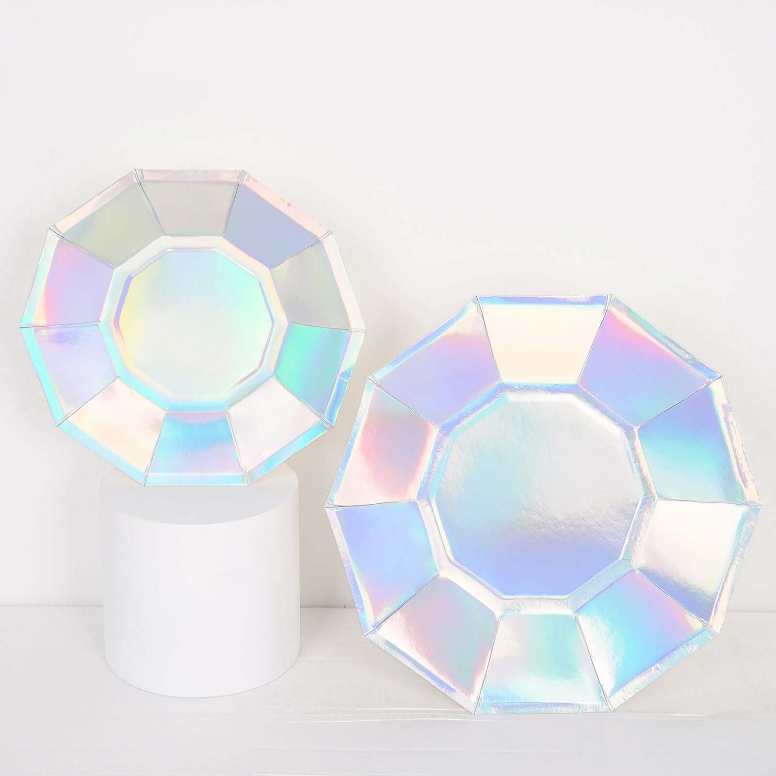 25-Pack Paper Decagon Dinner Plates 9" Iridescent - Disposable Holographic Party Plates for Starry Night & Fairytale Themes - Image 5