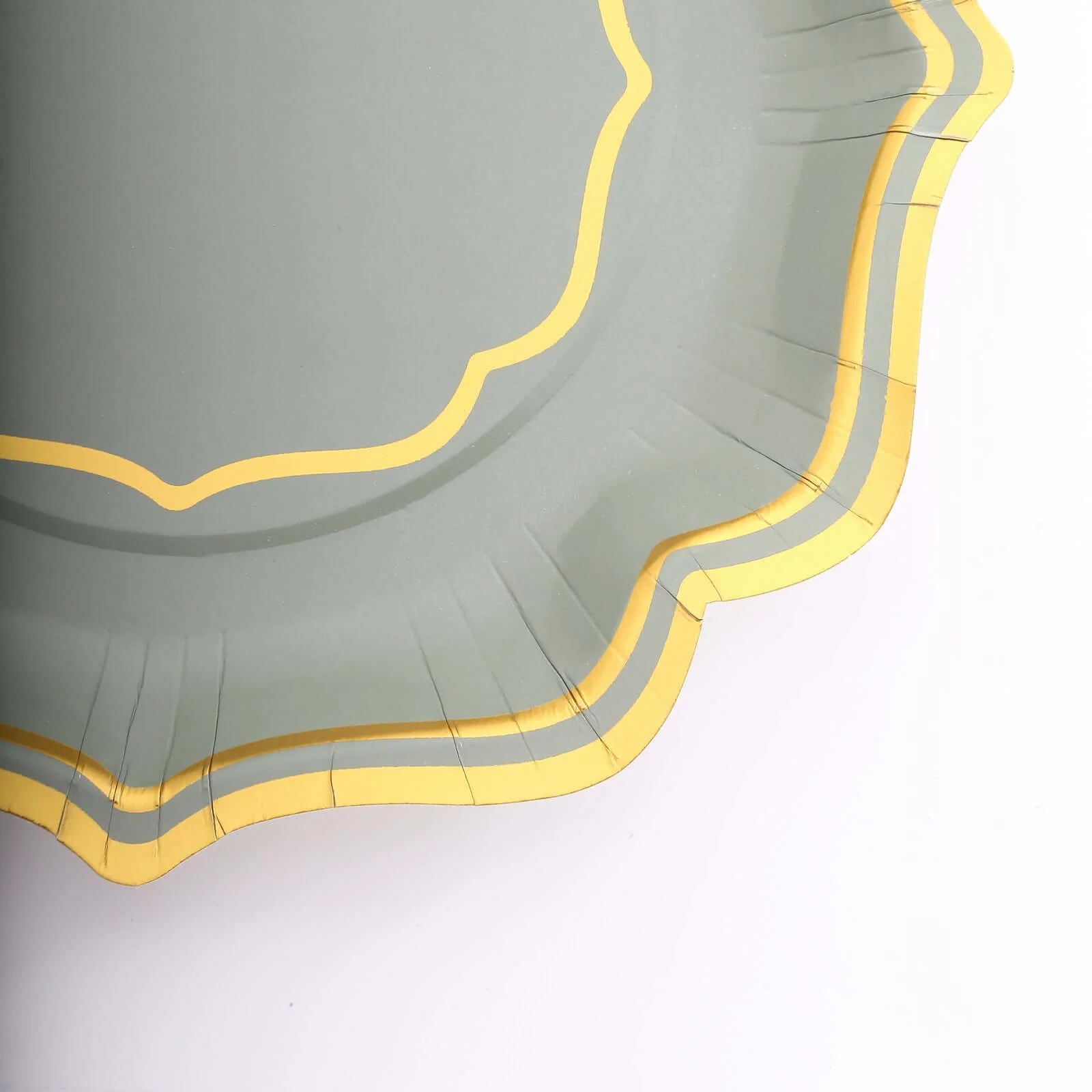 25-Pack Paper Dessert Plates 8" Sage Green with Gold Scallop Rim - 300GSM Disposable Appetizer Salad Plates - Image 11