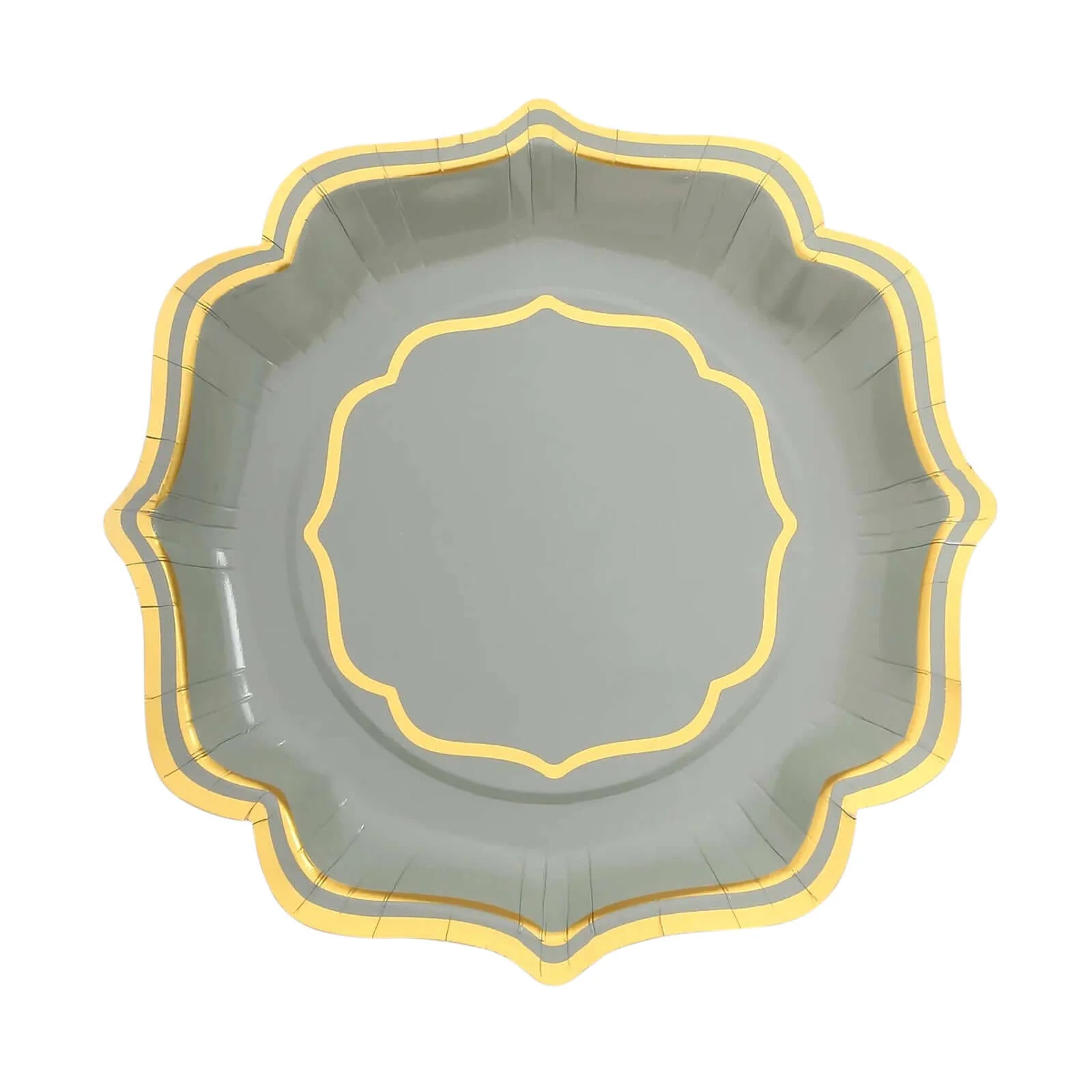 25-Pack Paper Dessert Plates 8" Sage Green with Gold Scallop Rim - 300GSM Disposable Appetizer Salad Plates - Image 12