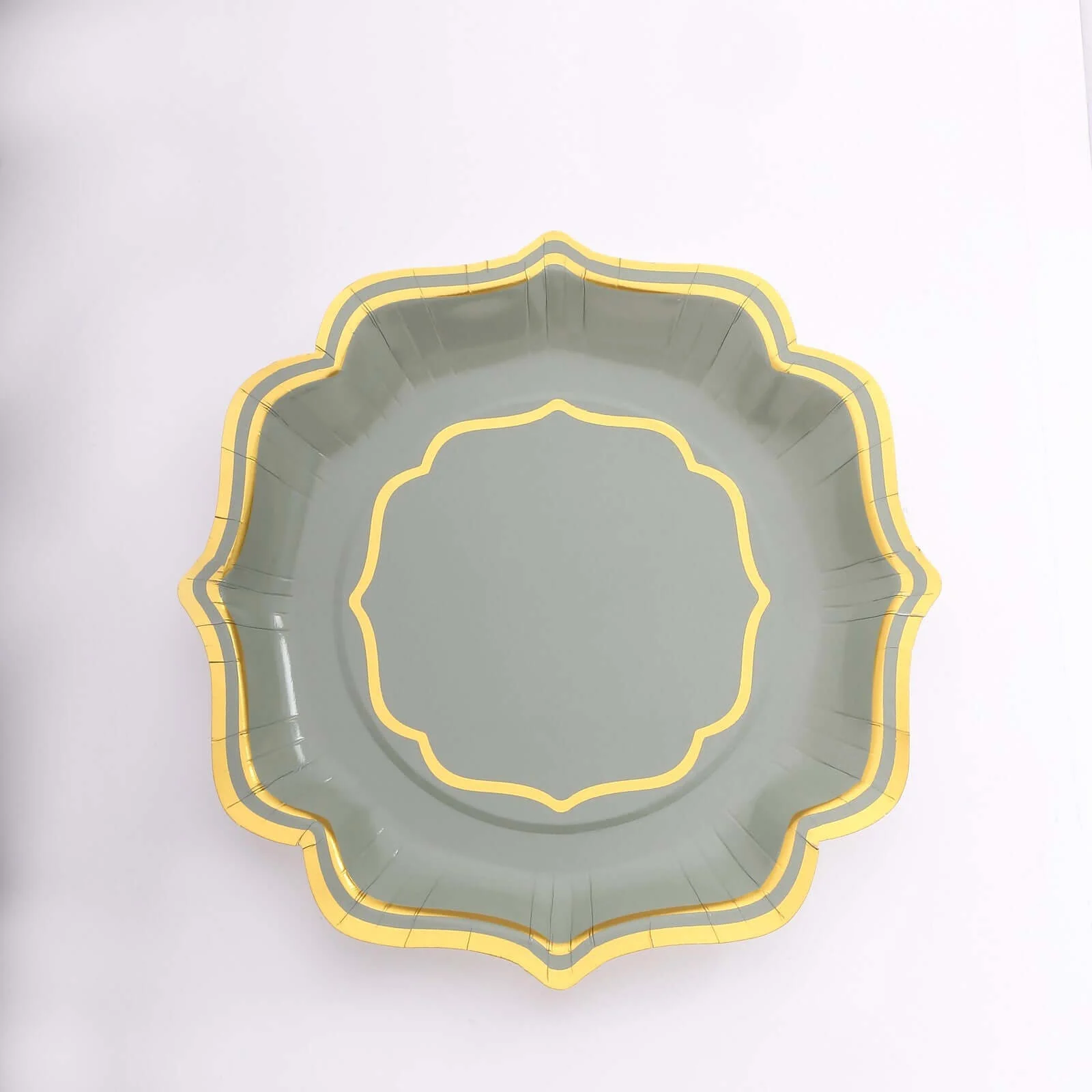 25-Pack Paper Dessert Plates 8" Sage Green with Gold Scallop Rim - 300GSM Disposable Appetizer Salad Plates - Image 13