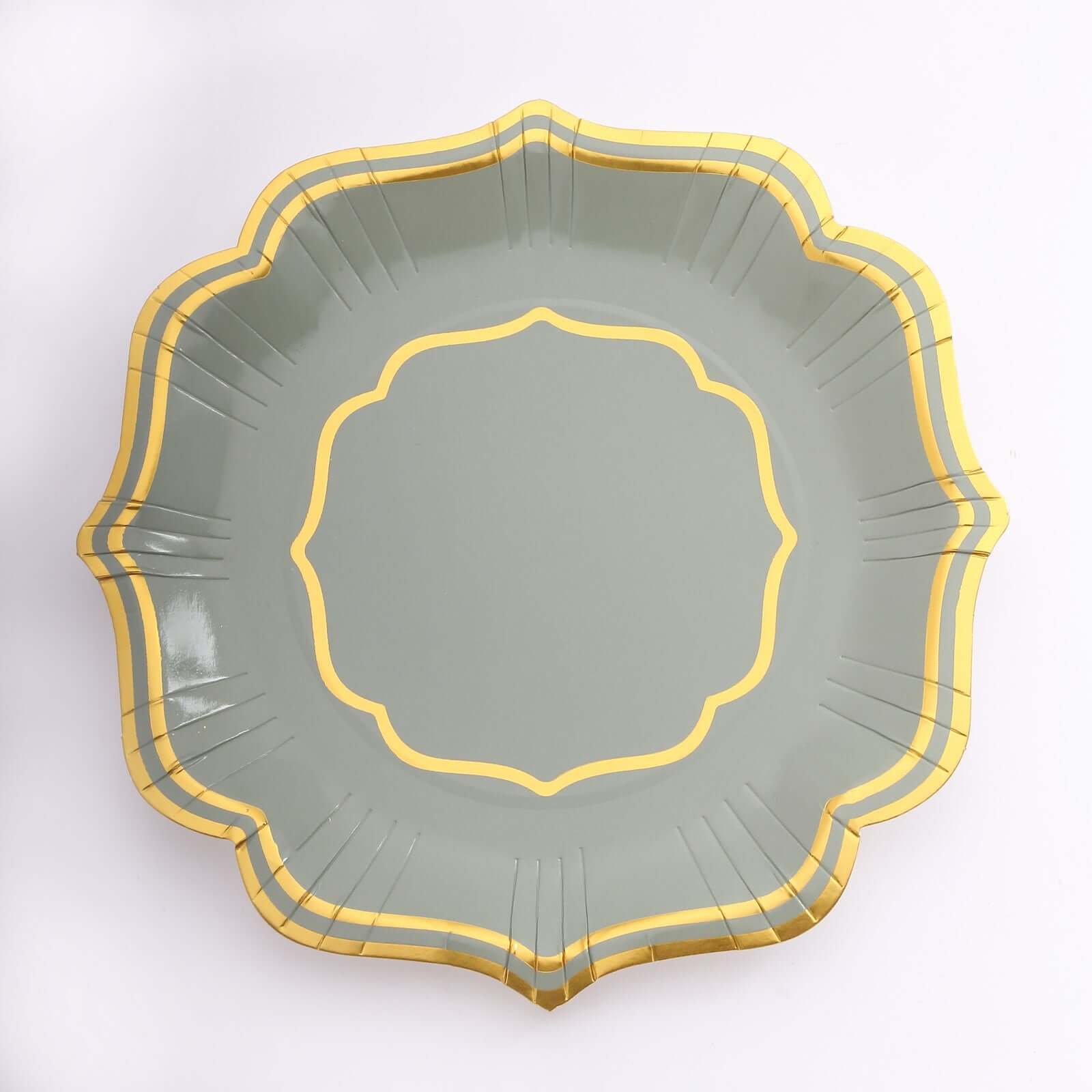 25-Pack Paper Dinner Plates 10" Sage Green with Gold Scallop Rim - 300GSM Disposable Party Plates - Image 12
