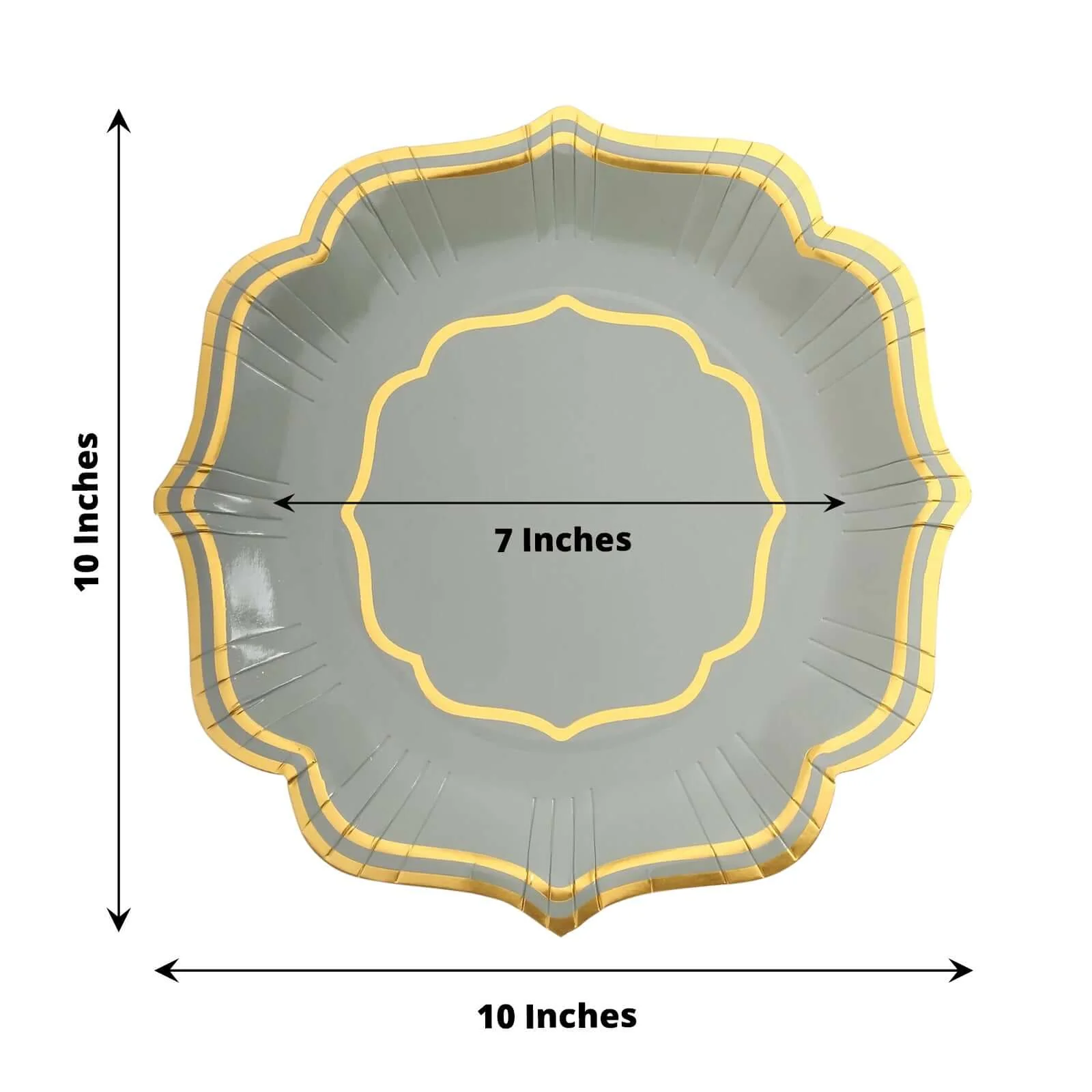 25-Pack Paper Dinner Plates 10" Sage Green with Gold Scallop Rim - 300GSM Disposable Party Plates - Image 3