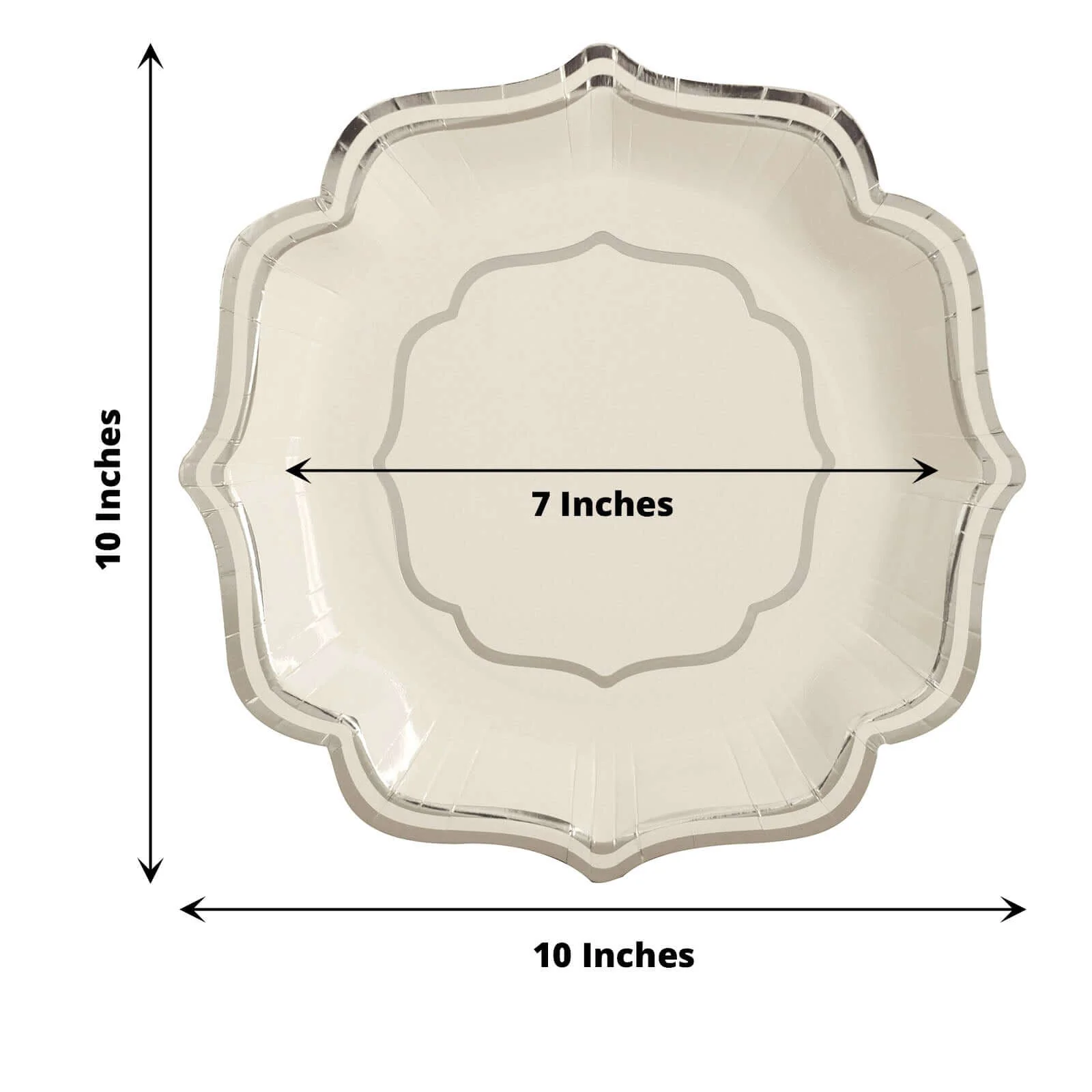 25-Pack Paper Dinner Plates 10" White with Silver Scallop Rim - 300GSM Disposable Party Plates - Image 3