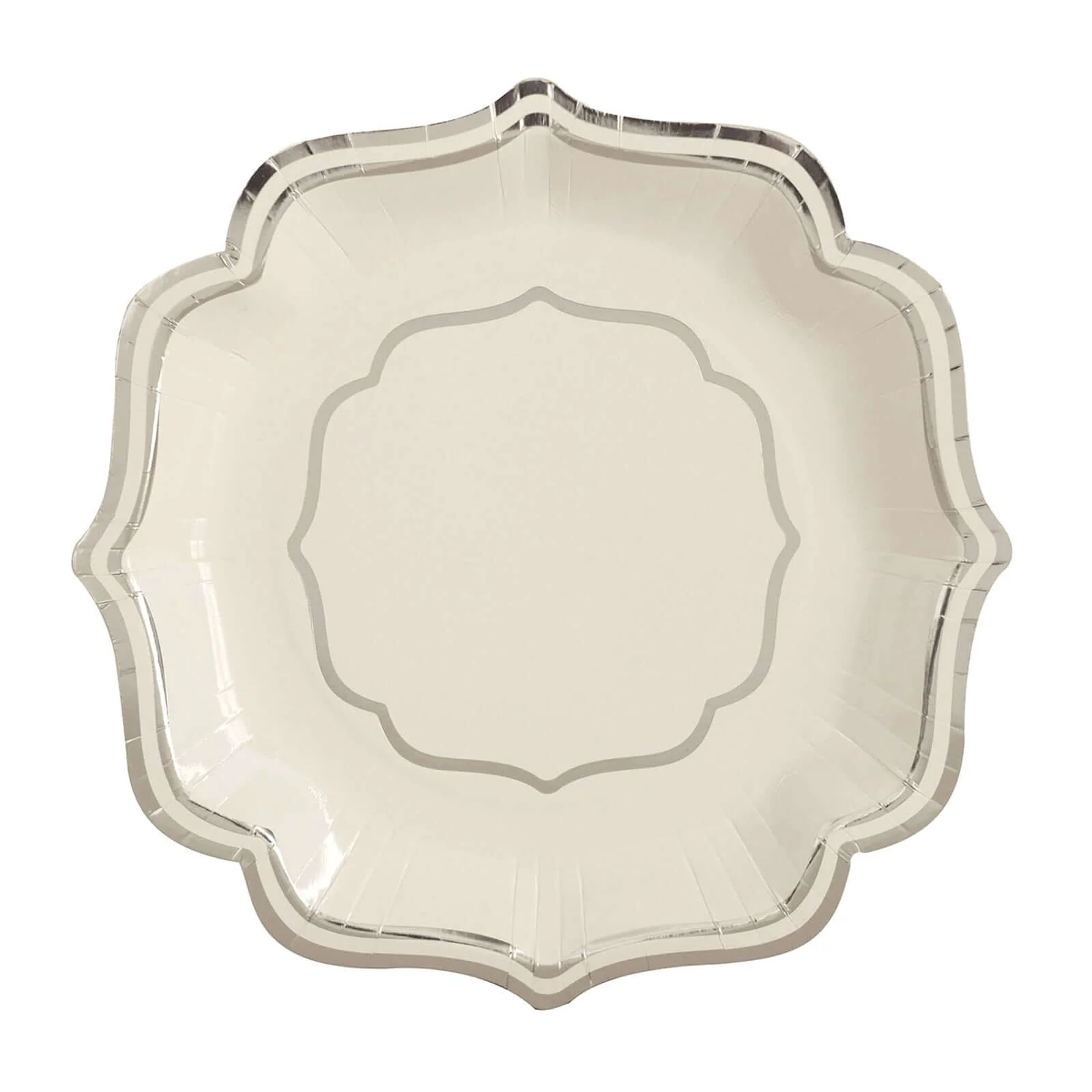 25-Pack Paper Dinner Plates 10" White with Silver Scallop Rim - 300GSM Disposable Party Plates - Image 8