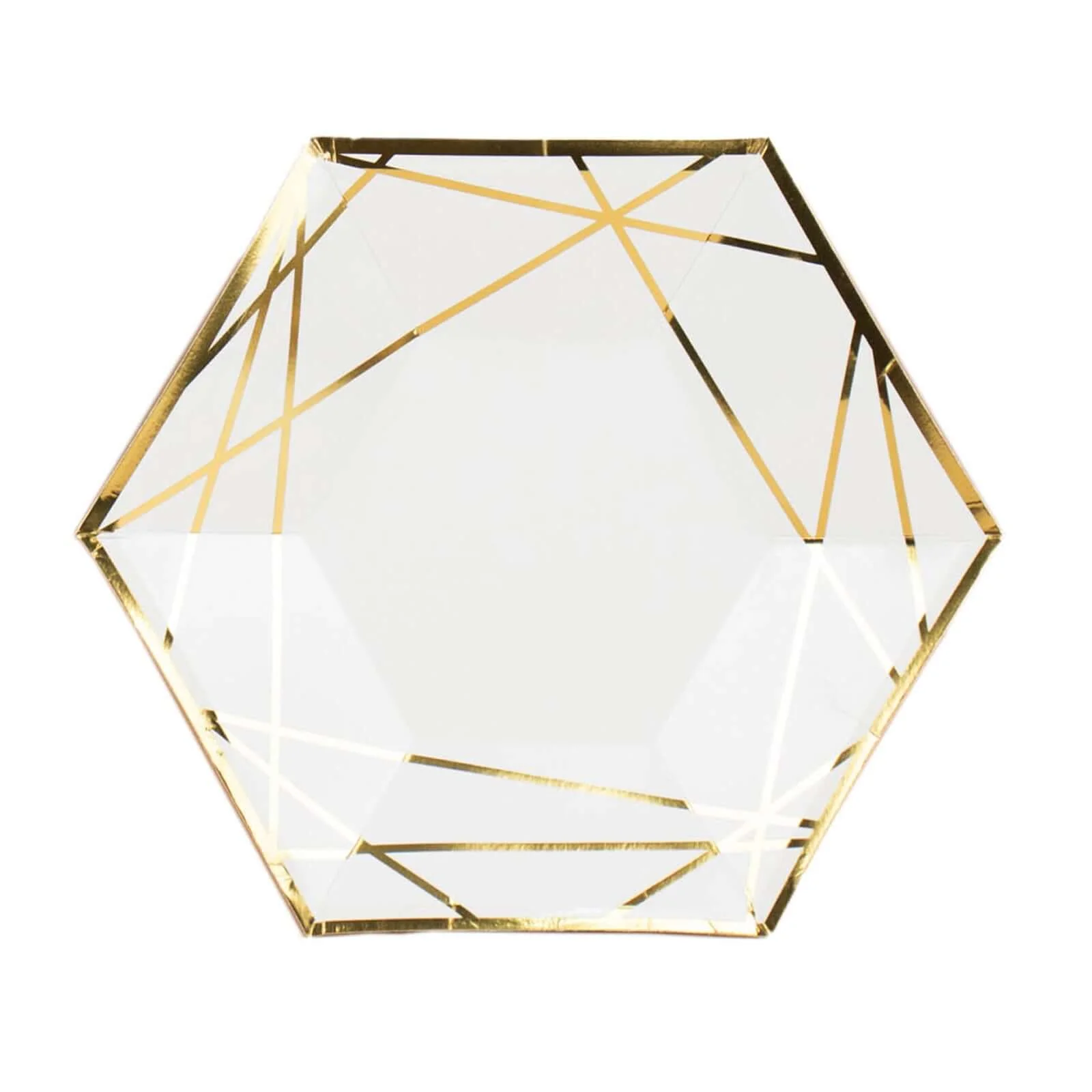 25-Pack Paper Hexagon Dinner Plates 9" White with Gold Geometric Lines & Rim - 300GSM Disposable Geometric Party Plates for Weddings & Cocktail Receptions - Image 7