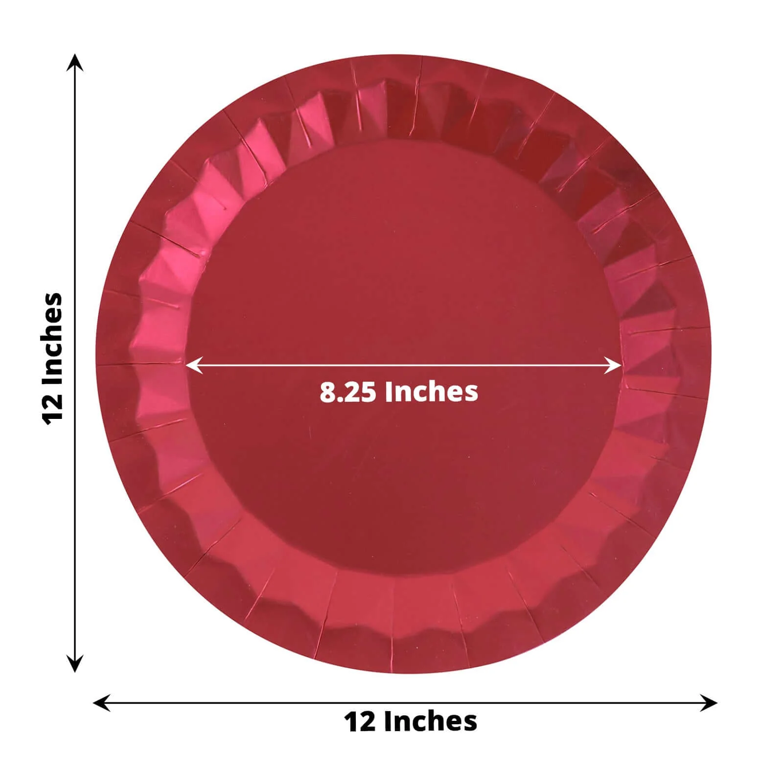 25-Pack Paper Round Charger Plates 12" Burgundy with Geometric Prism Design - 400GSM Disposable Serving Trays - Image 3