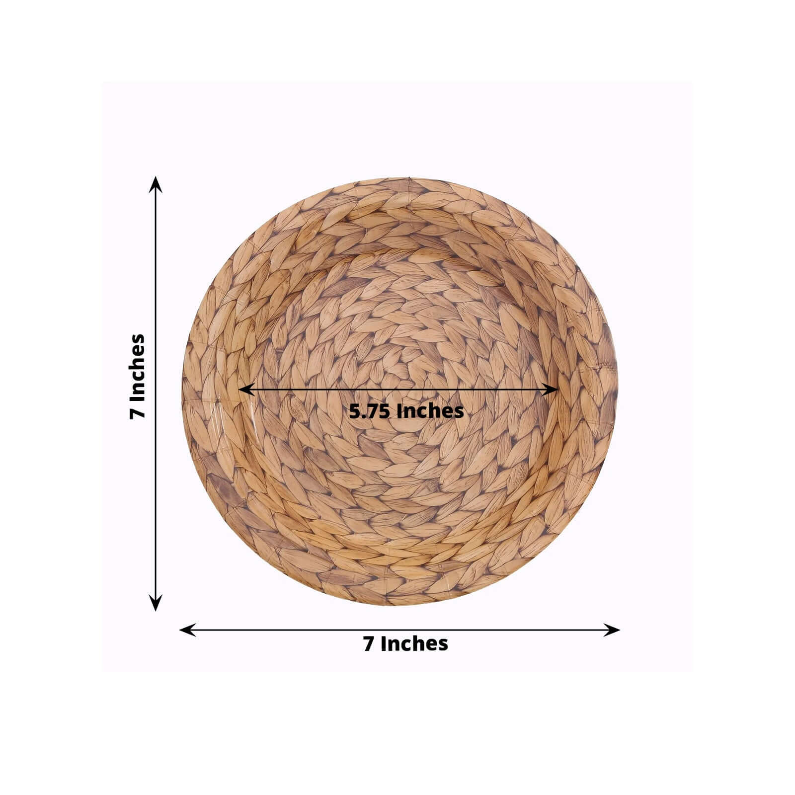 25-Pack Paper Round Dessert Plates 7" Natural with Woven Rattan Print - 300GSM Rustic Farmhouse Disposable Appetizer Salad Plates for Country Chic Celebrations - Image 3