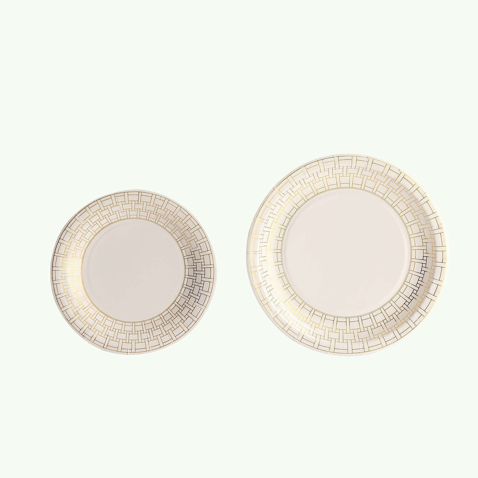 25-Pack Paper Round Dessert Plates 7" White with Gold Basketweave Rim - Disposable Appetizer Salad Plates for Stylish Soirées & Festive Brunches - Image 8