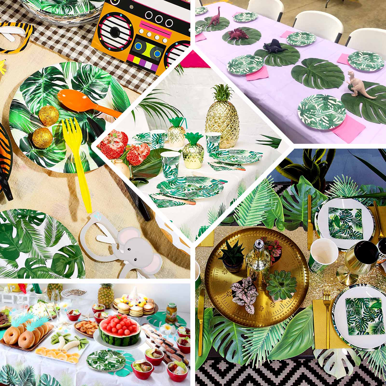 25-Pack Paper Round Dessert Plates 7" White with Tropical Palm Leaf Design - 300GSM Disposable Appetizer Salad Plates for Luau & Summer Gatherings - Image 5