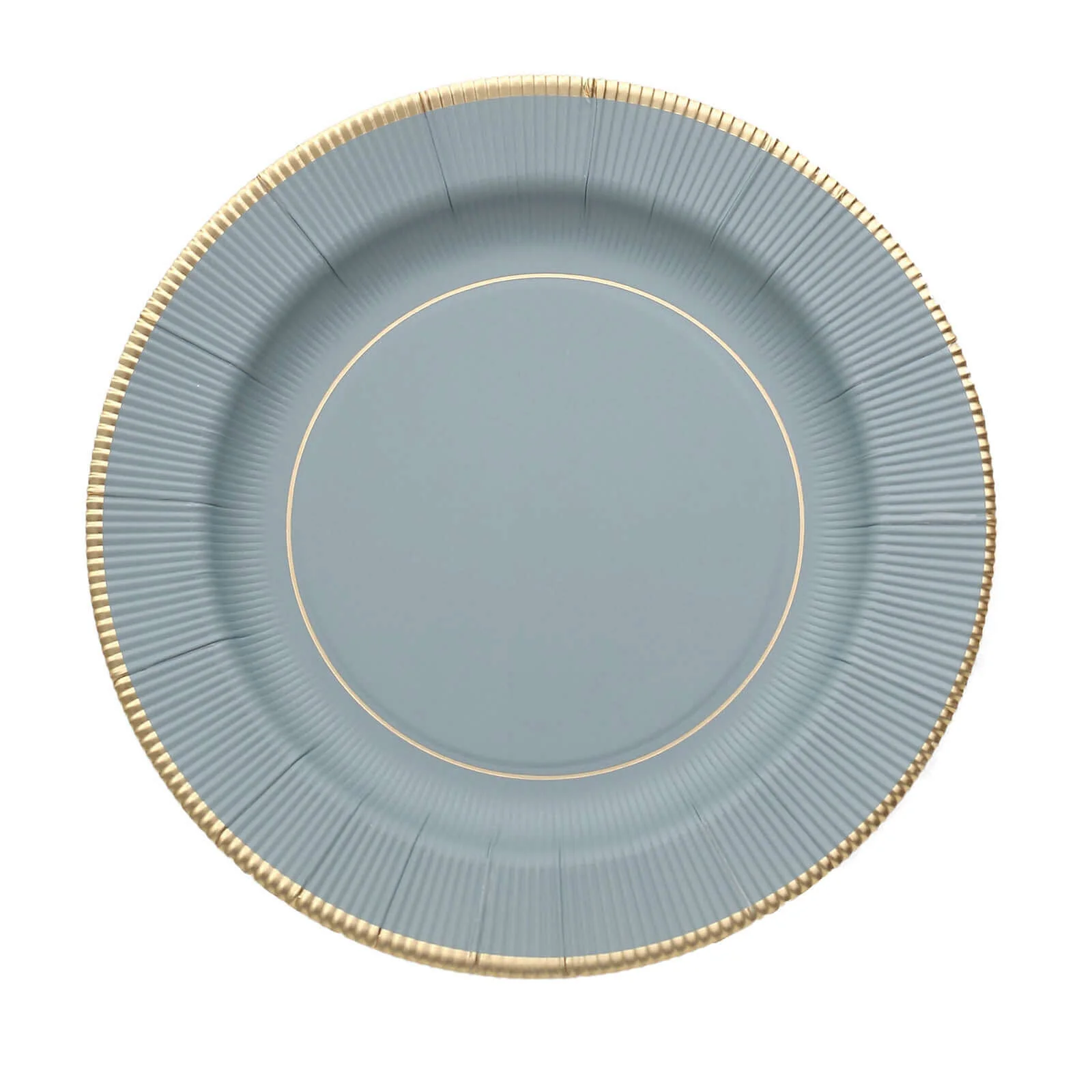 25-Pack Paper Round Dessert Plates 8" Dusty Blue Sunray Design with Gold Rim - 350GSM Heavy Duty Disposable Appetizer Salad Plates - Image 8