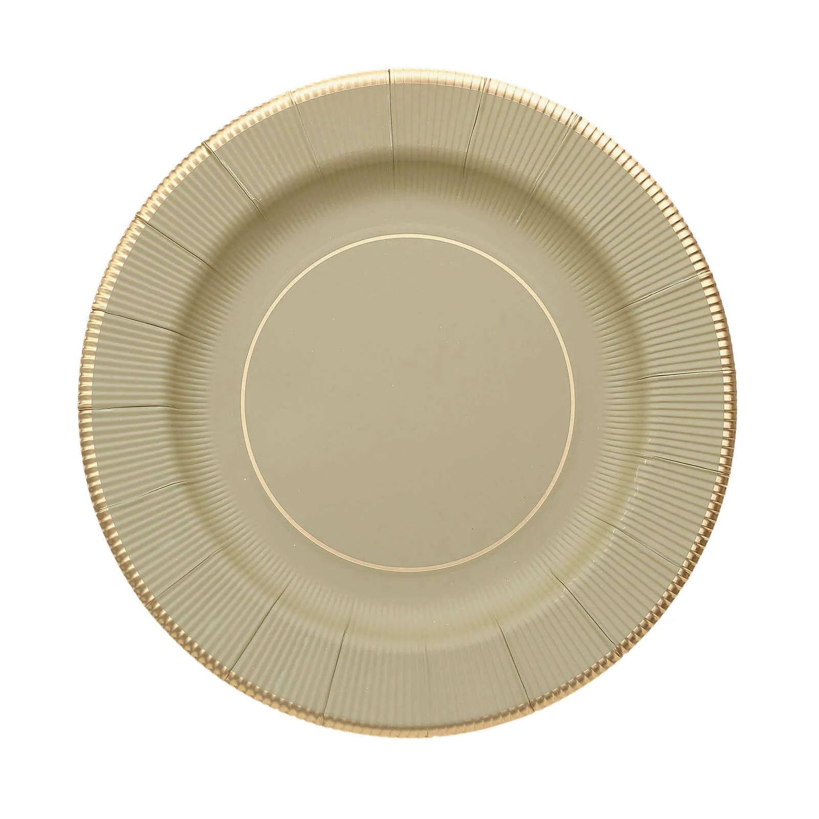 25-Pack Paper Round Dessert Plates 8" Khaki Sunray Design with Gold Rim - 350GSM Heavy Duty Disposable Appetizer Salad Plates - Image 8
