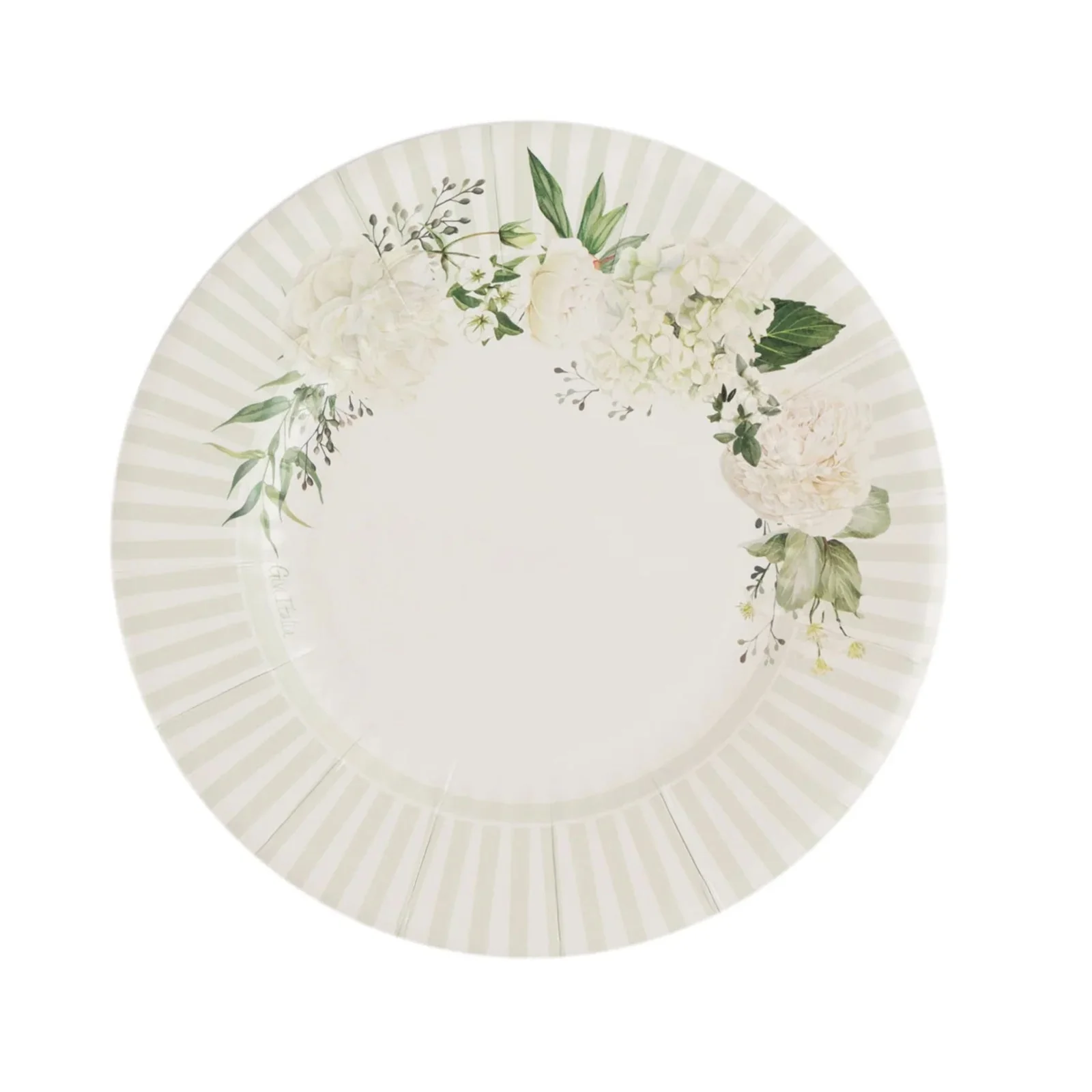 25-Pack Paper Round Dessert Plates 8" White with Sage Green Floral Print & Lined Rim - Disposable Appetizer Salad Party Plates for Bridal Showers & Luncheons - Image 6